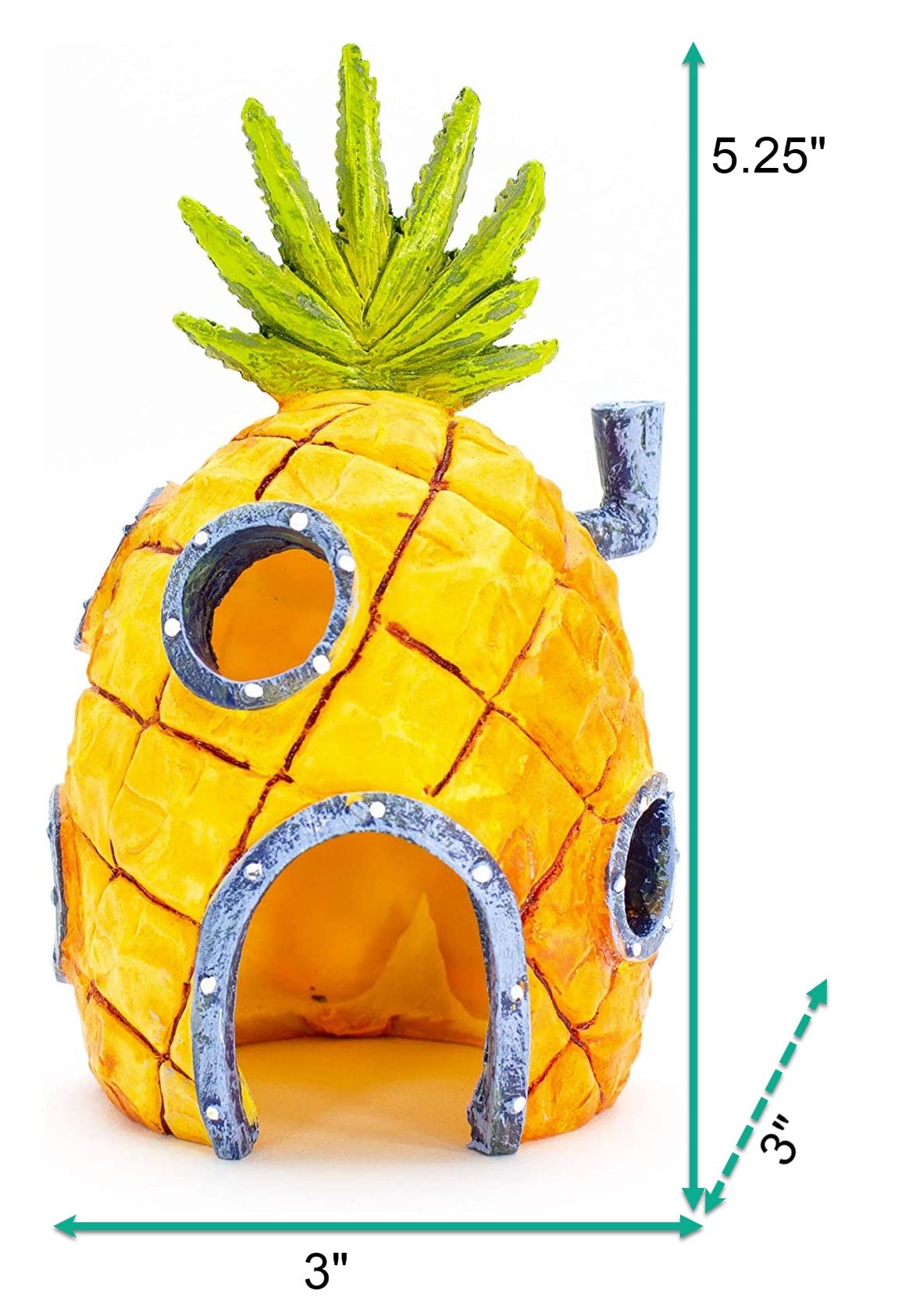 Penn-Plax Spongebob Pineapple House Aquarium Ornament ? Medium 5.25, Multicolor, Officially Licensed Decor for Fish Tanks