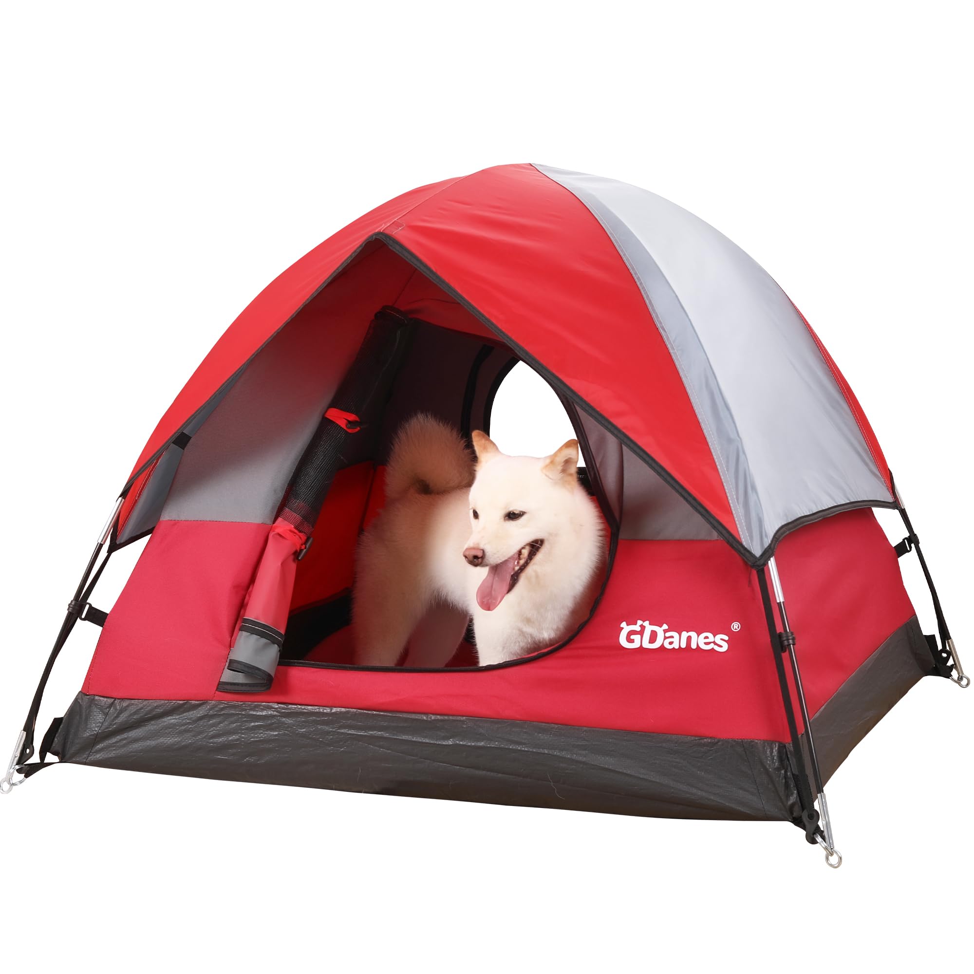 GDanes Red Dog Tent House - Portable Indoor/Outdoor Dog Bed with Soft Pad for Large Dogs, 42 x 42 x 32 Inches