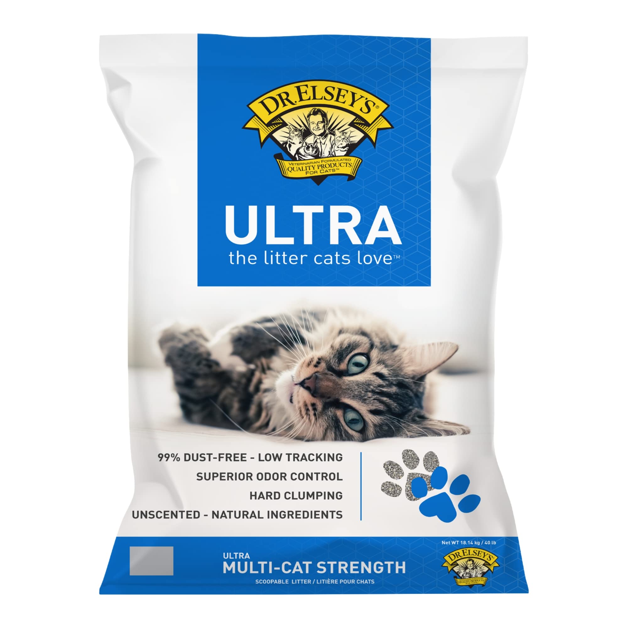 Dr. Elsey’S Premium Clumping Cat Litter - Ultra - 99.9% Dust-Free, Low Tracking, Hard Clumping, Superior Odor Control, Unscented & Natural Ingredients