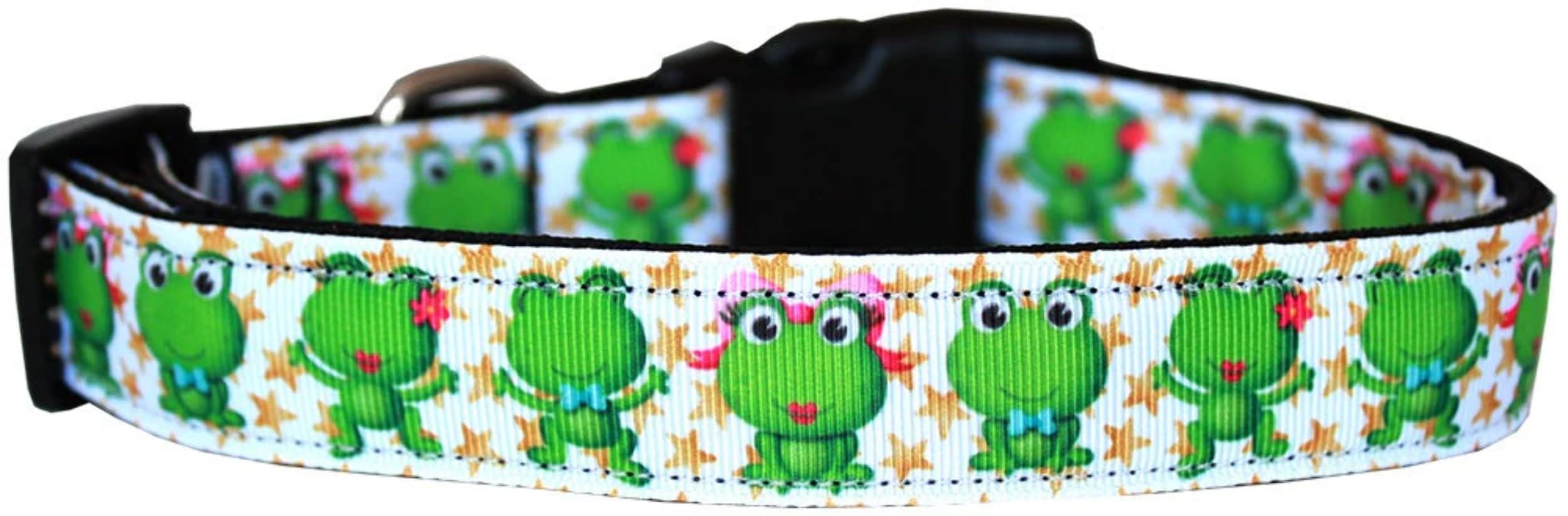 Pet Dog & Cat Nylon Collar or Leash, "Happy Frogs" 1" w x 4 ft. leash