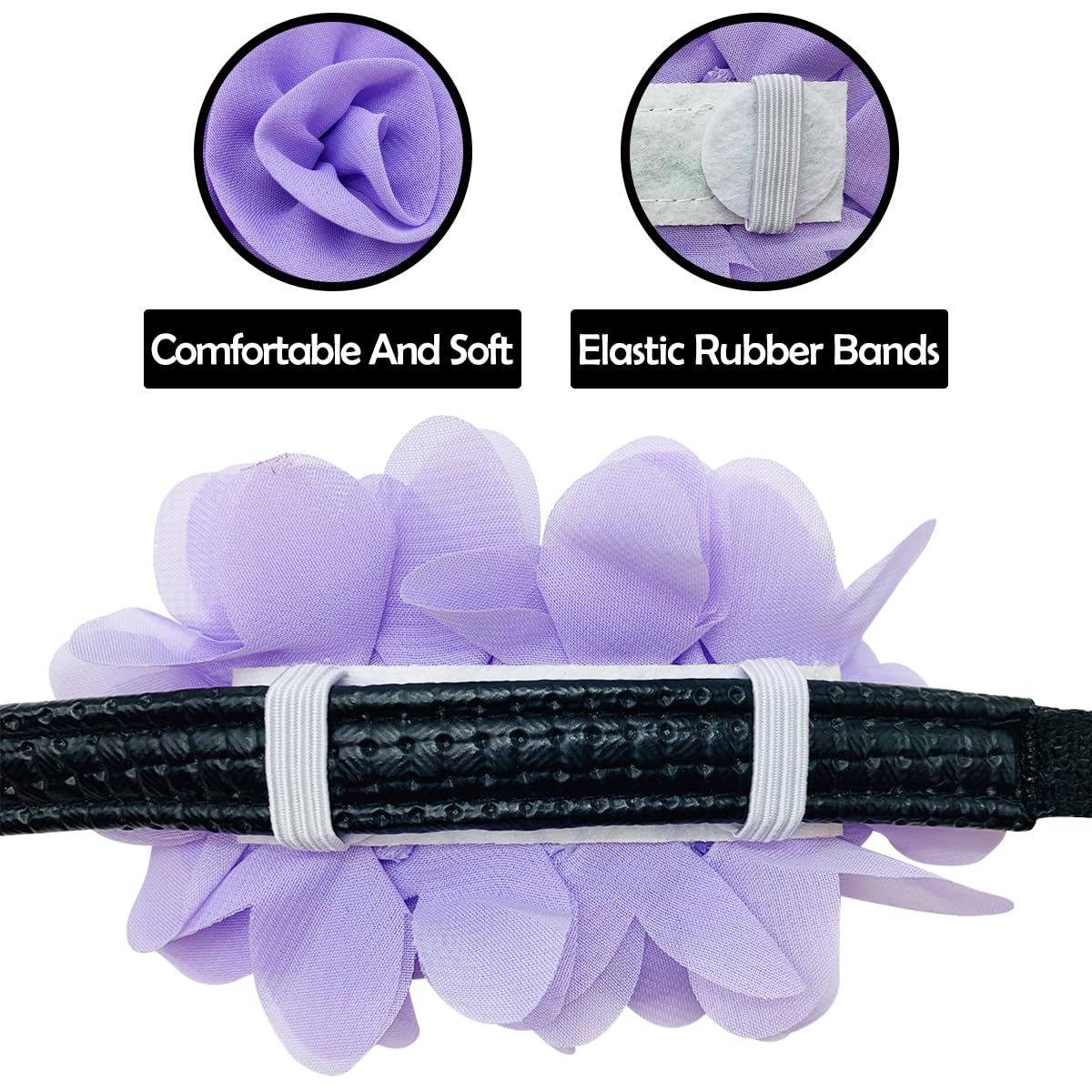 JpGdn 4PCS/Pack Dog Collar Flowers Accessory Large Bows Attachment 4.9Inch Organge Pink White Purple Color for Small Medium Larg