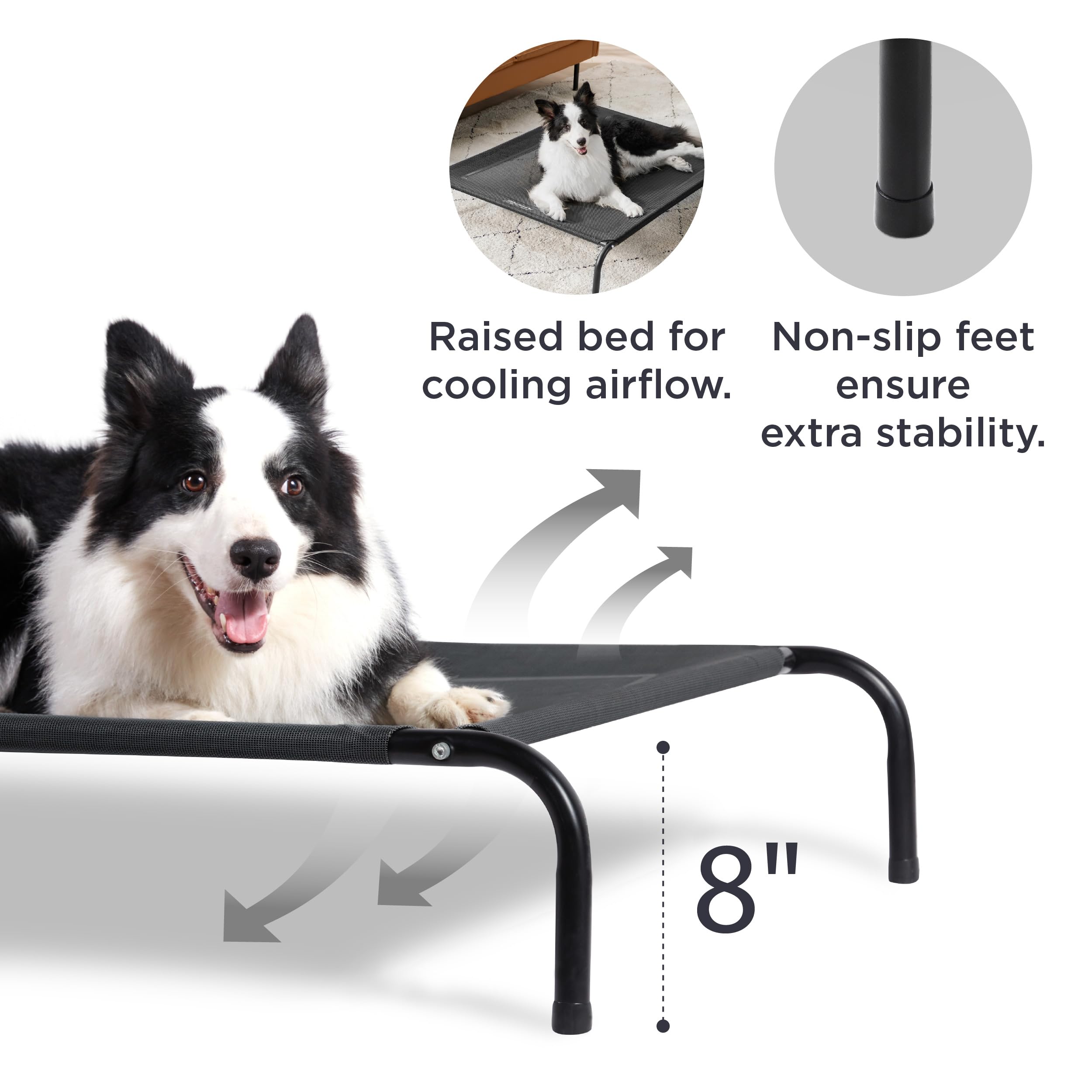 Bedsure Large Elevated Cooling Outdoor Dog Bed - Raised Cots For Large Dogs, Portable Indoor & Outdoor Pet Hammock Bed With Skid-Resistant Feet, Frame With Breathable Mesh, Brown, 49 Inches