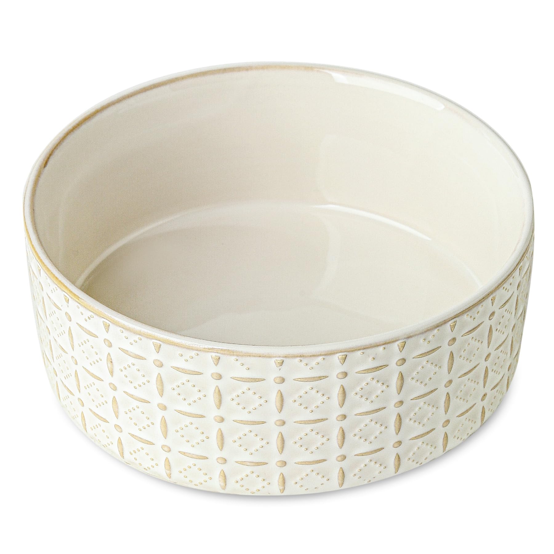 Ceramic Dog Bowls, Dog Food Bowls Water Bowl, 6.5inch Dogs Dishes for Middle and Small Size Dogs, Puppy Plates for Food, White