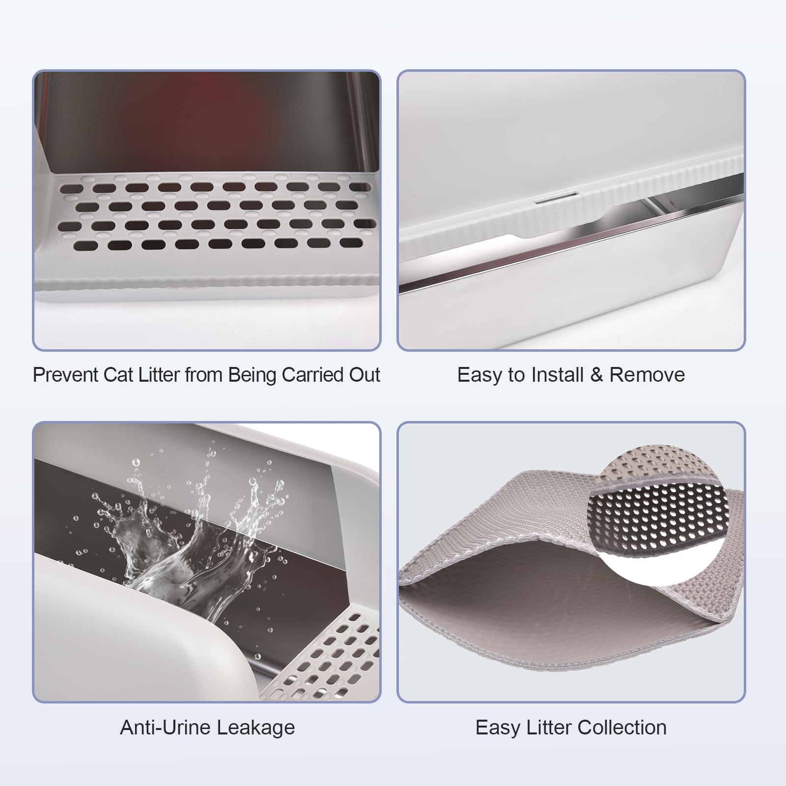 Henkelion 2 Pack Stainless Steel Cat Litter Box With Lid, 20'' L X 14.2'' W X 11.8'' H, Extra Large Litter Box For Big Cats With