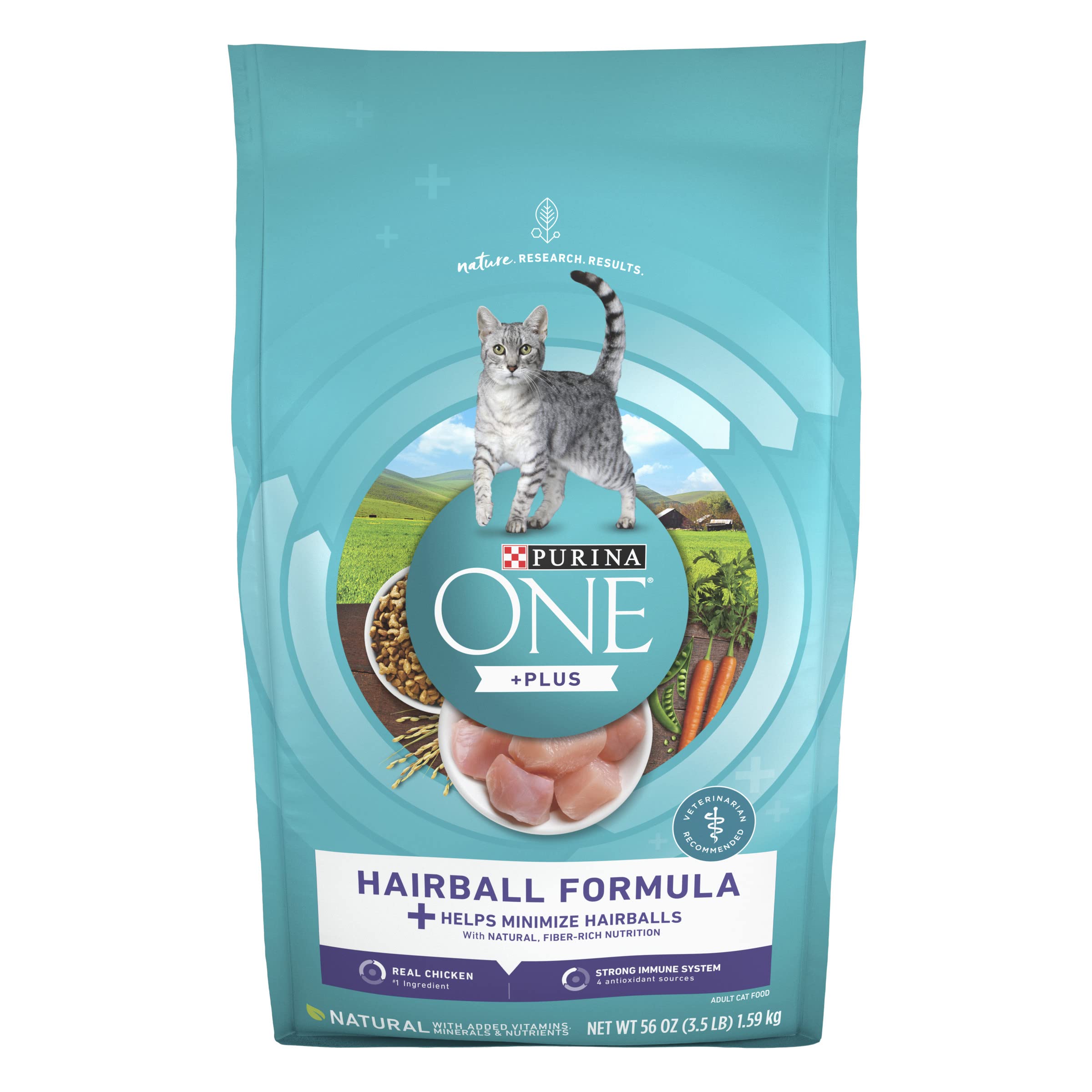 Purina ONE Natural Cat Food for Hairball Control, +PLUS Hairball Formula - 3.5 lb. Bag