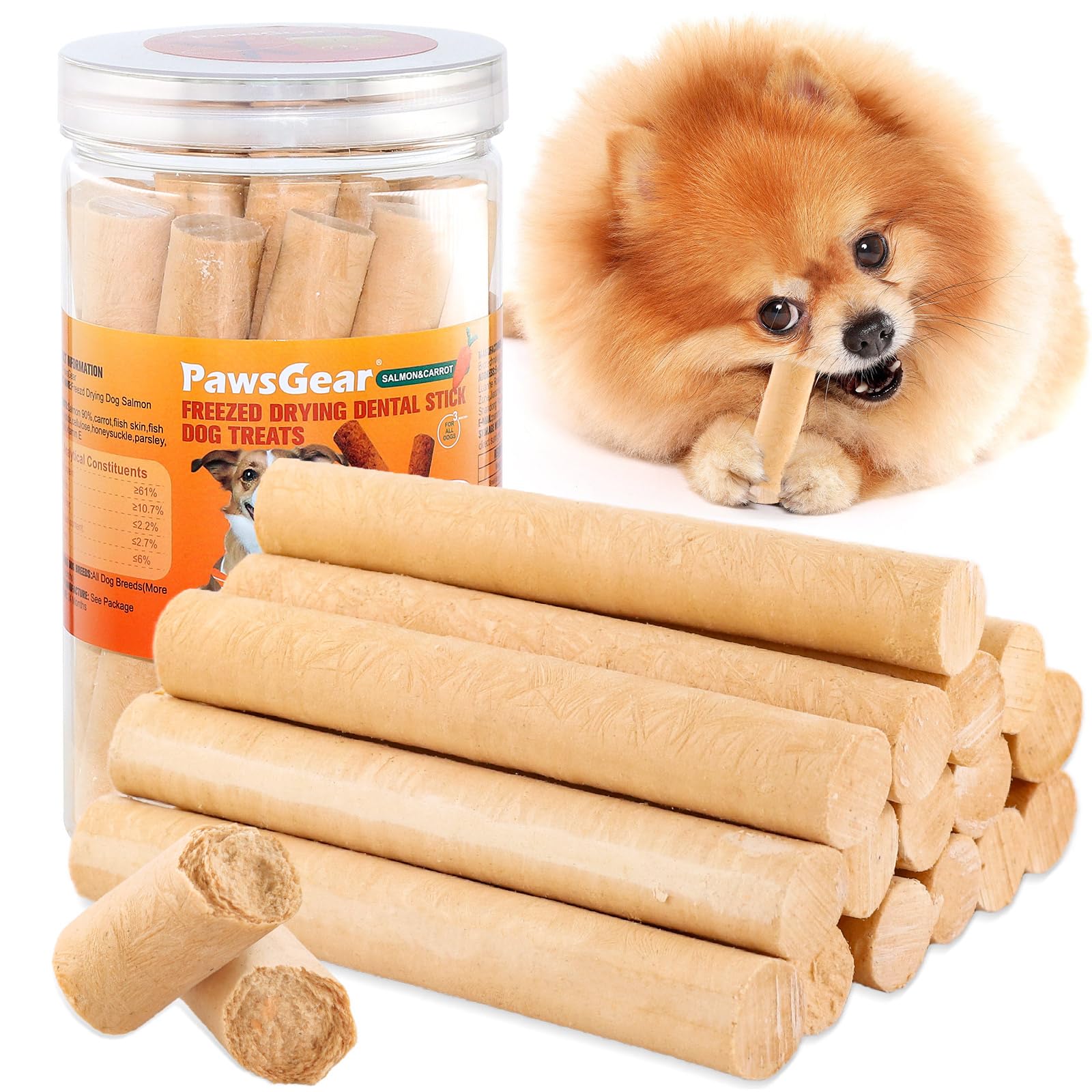 Salmon Sticks for Dogs,Real Salmon and Carrots,Easily Digestible,High Protein Dog Treat,Freshens Breath Healthy,100g/3.52oz,for 