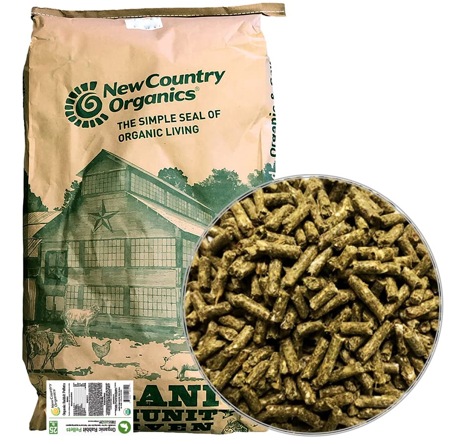 New Country Organics Rabbit Food Pellets - Essential Bunny Supplies - Corn-Free and Soy-Free - 15% Protein Rabbit Feed - Certifi