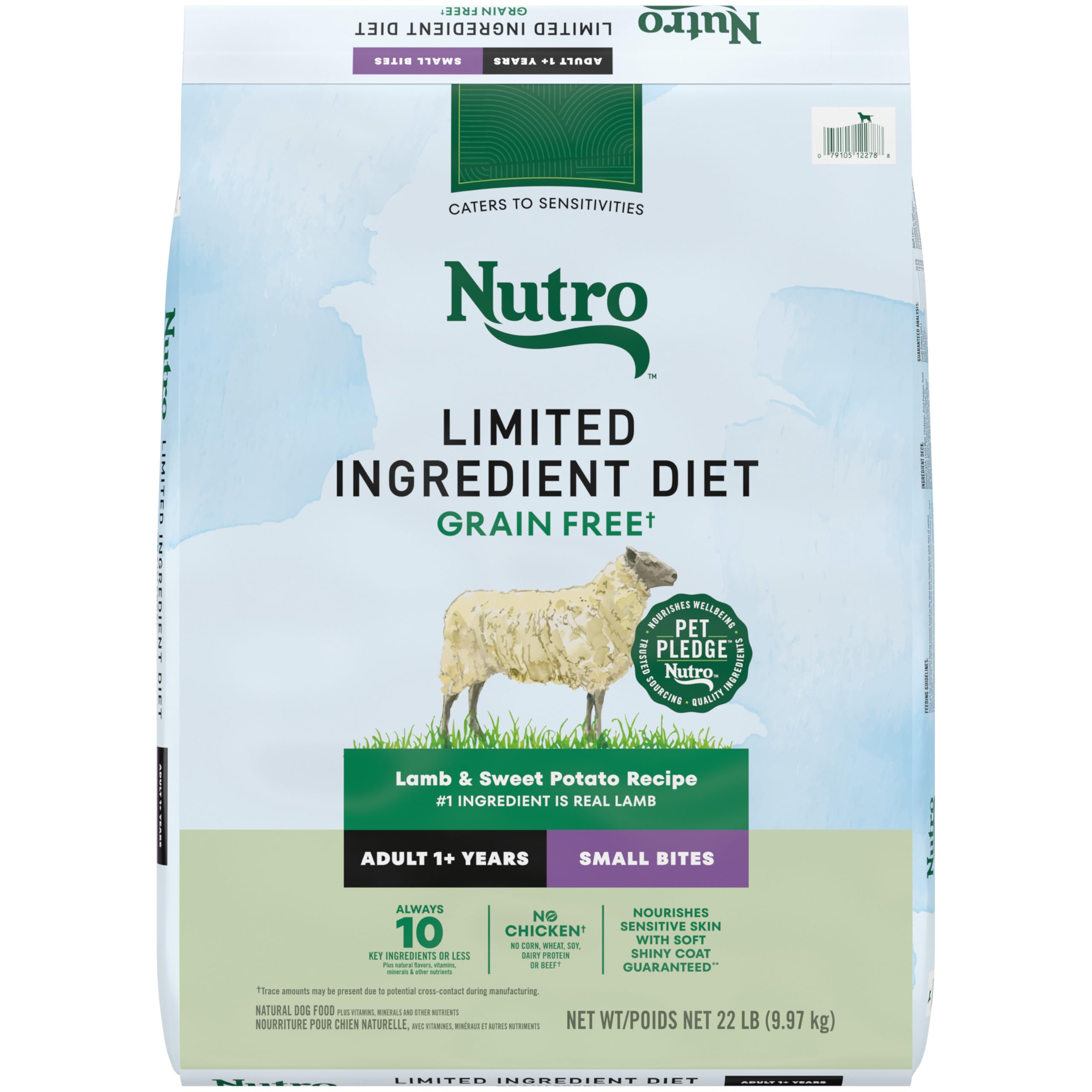 Nutro Limited Ingredient Diet Small Bites Adult Dry Dog Food, Lamb & Sweet Potato Recipe, 22 lbs.