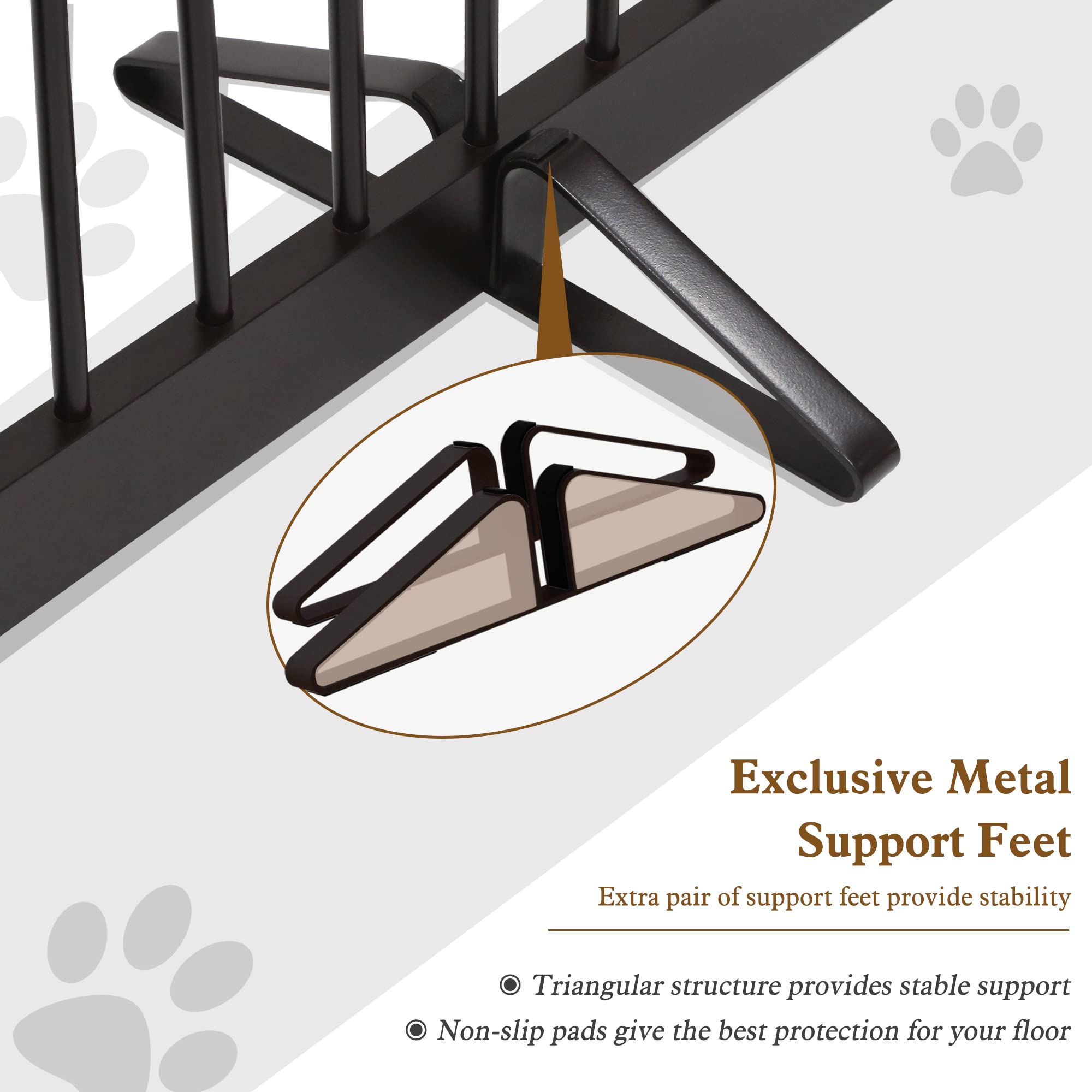 PUPETPO Freestanding Pet Gate Metal Support Feet, Triangle Support Feet Set of 2 for Extra Wide Foldable Pet Gate, Easy to Insta