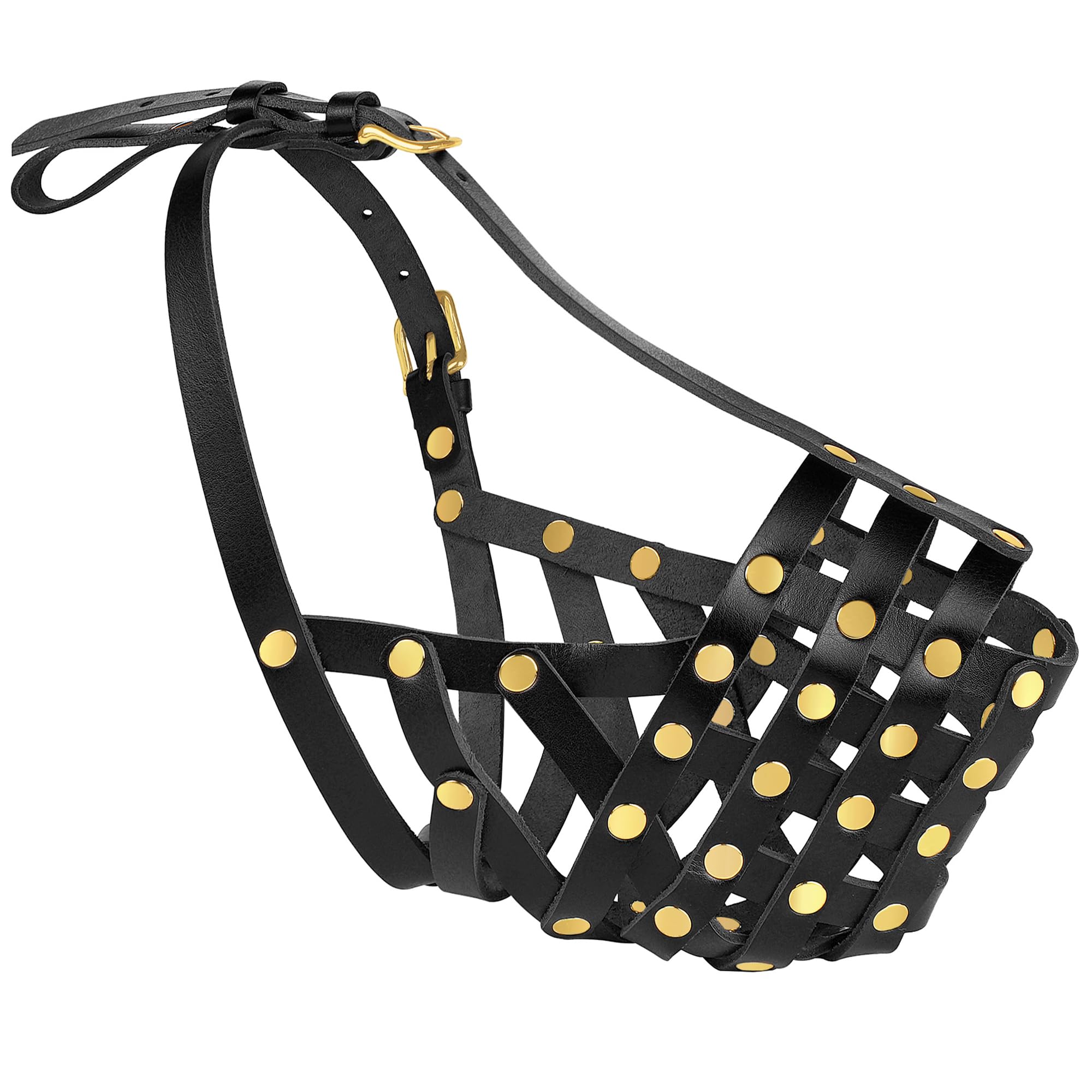 Oopsdoggy Rottweiler Dog Muzzle For Large Dogs - Leather Breathable Secure Basket Muzzle For Large Breeds Prevents Biting No Che