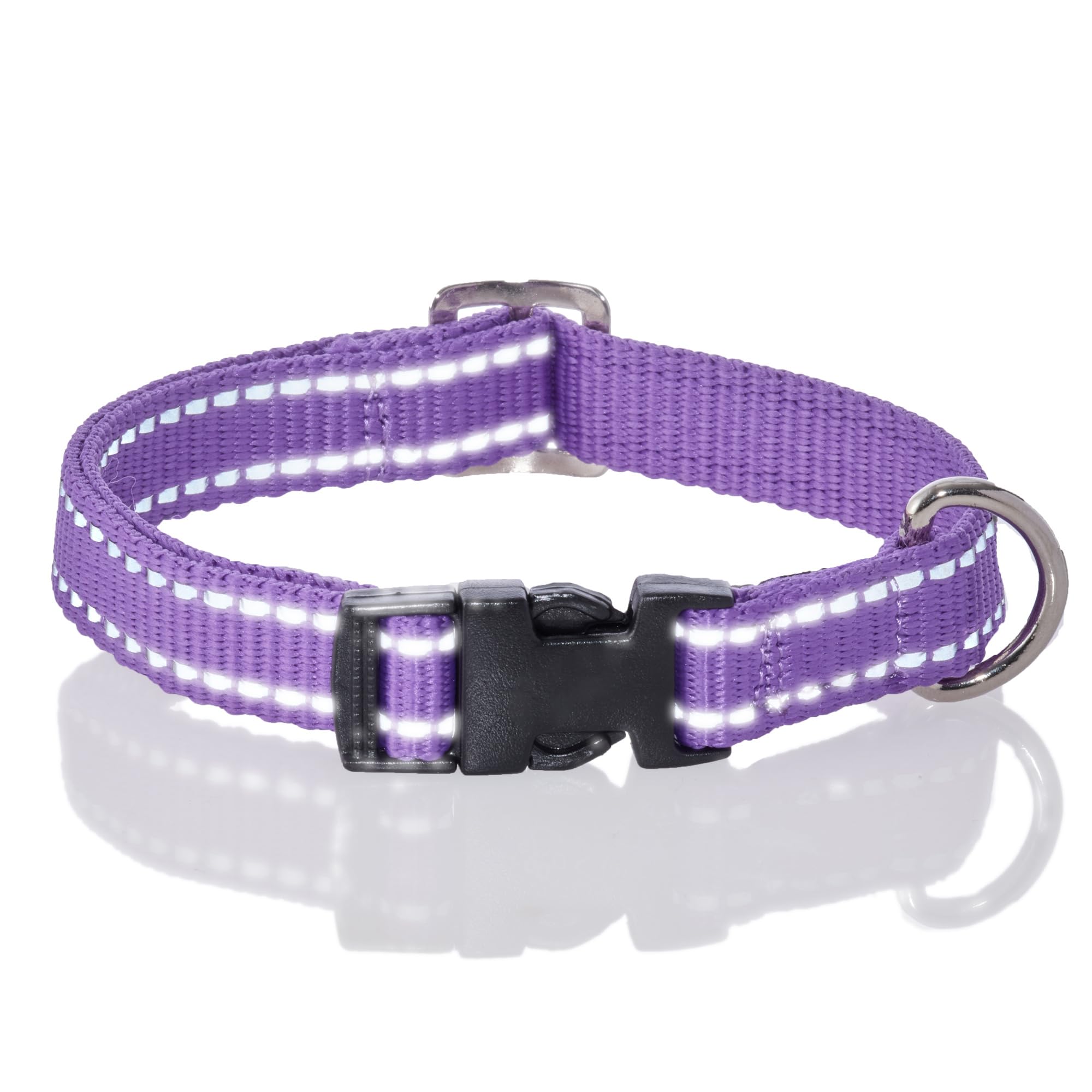 Pet Passion Adjustable Reflective Dog Pet Collar For Small, Medium And Large Dogs, Purple, Large
