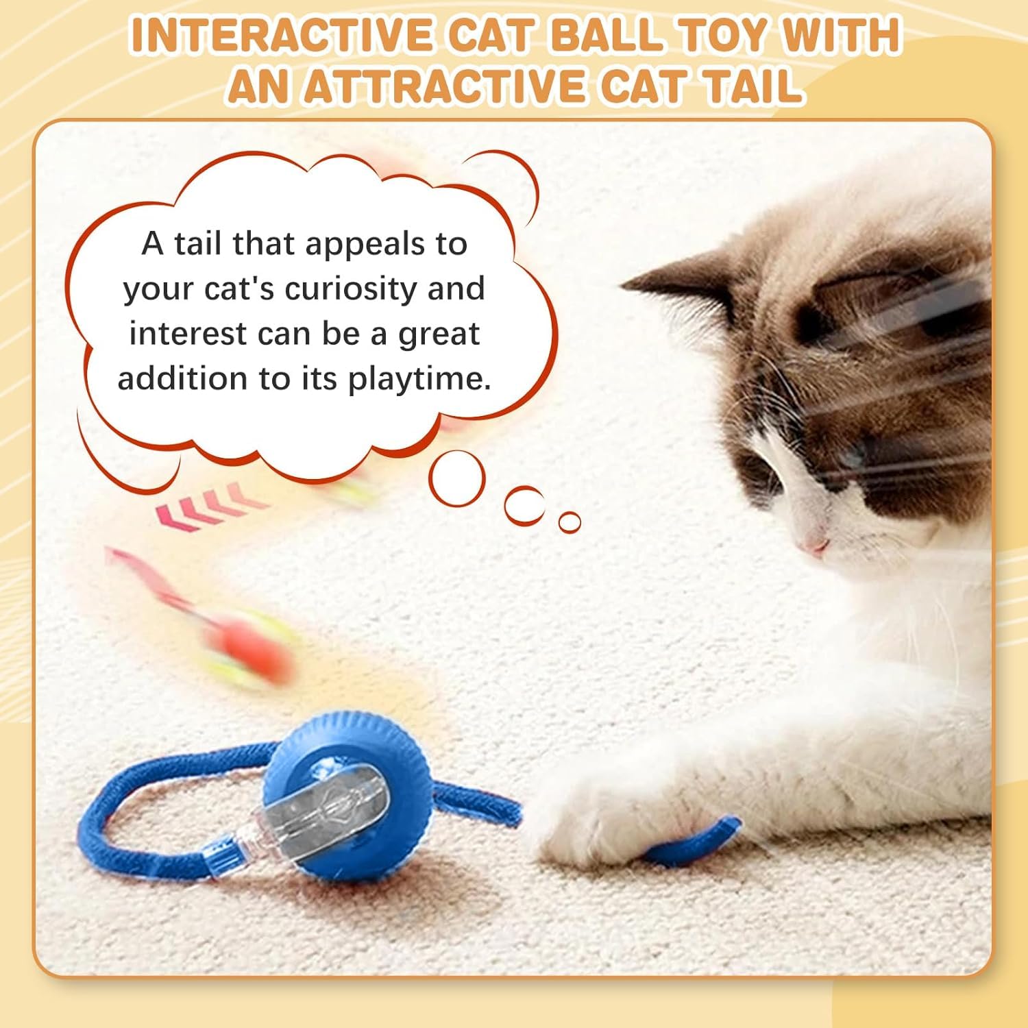 Amatffug Interactive Cat Toy,Electric Dog Balltoy,Cat Toys For Indoor Cats,Chewie Viral Dog Ball,Adjustable Sports Rolling Toy,E
