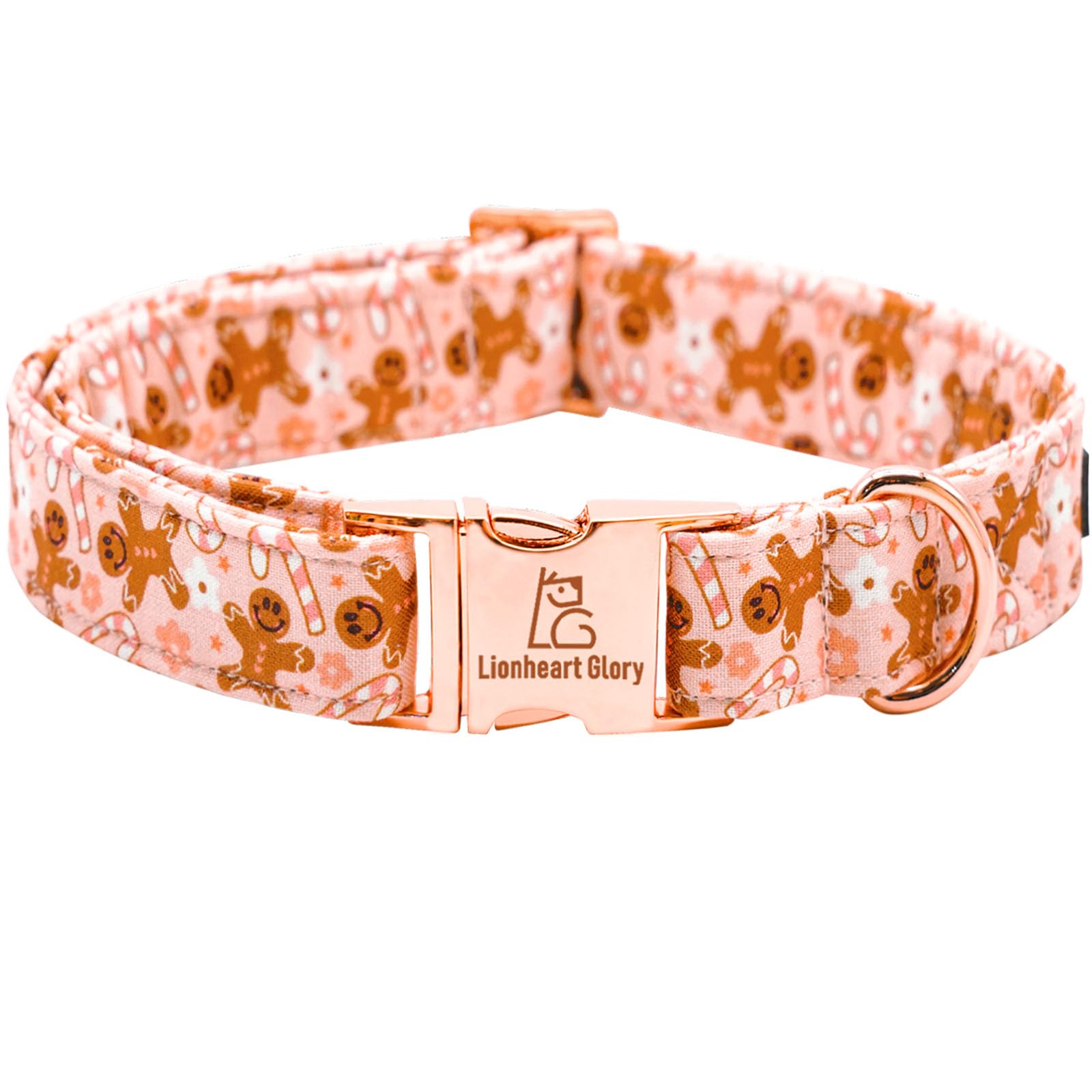 Lionheart Glory Christmas Dog Collar Pink Gingerbread Man Collar Dog Adjustable Soft Collars For Small Medium Large Dogs Female 
