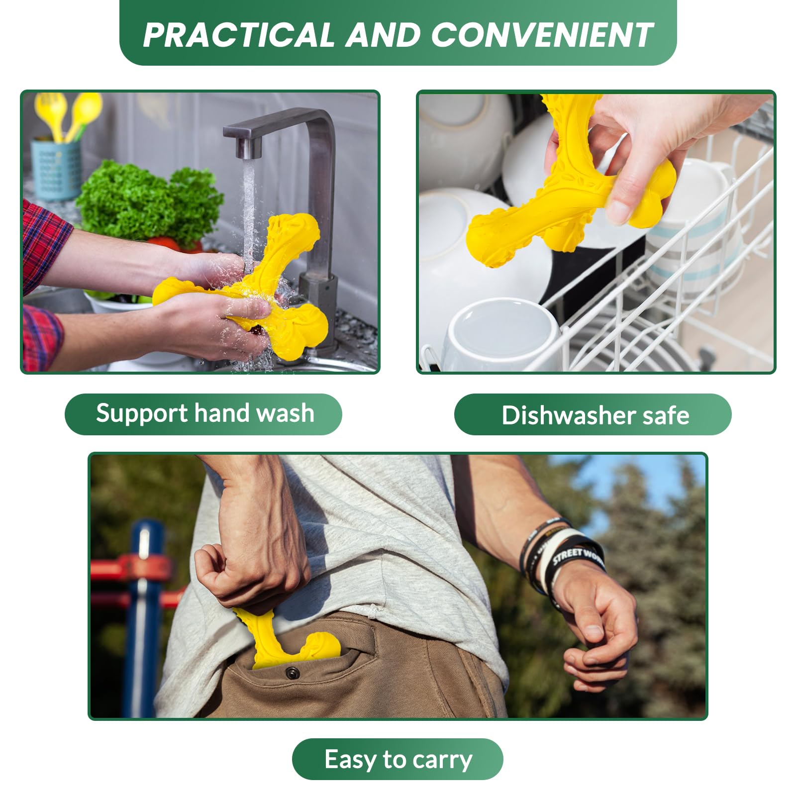 Cvalin Dog Chew Toys For Aggressive Chewers Large Breed,Indestructible Bones Toy,Durable Cleaning Toothbrush Natural Rubber Dog