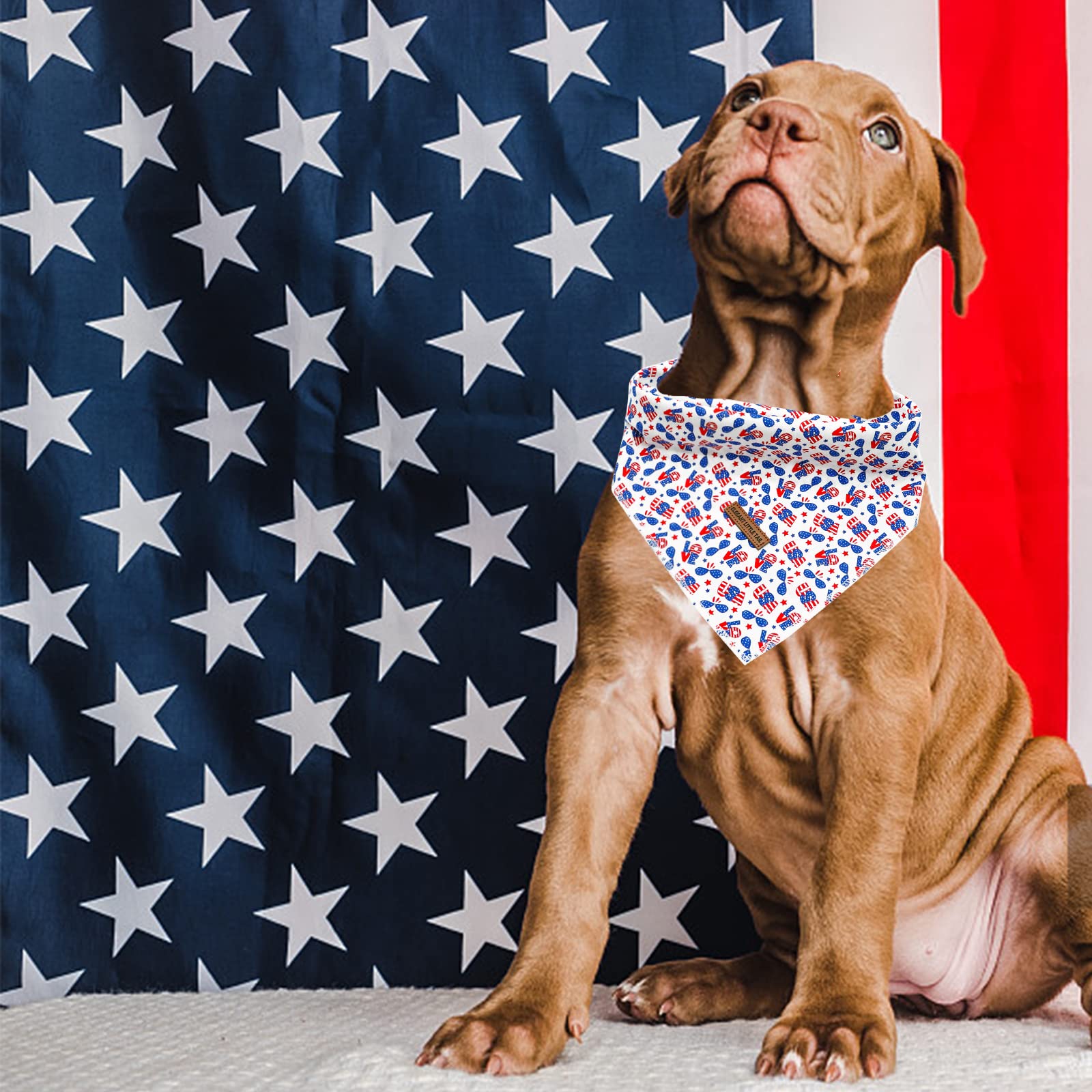 Elegant Little Tail Independence Dog Bandana - 1Pc Washable Scarf, Square Bib Kerchief, Adjustable Pet Bandana For Medium Large
