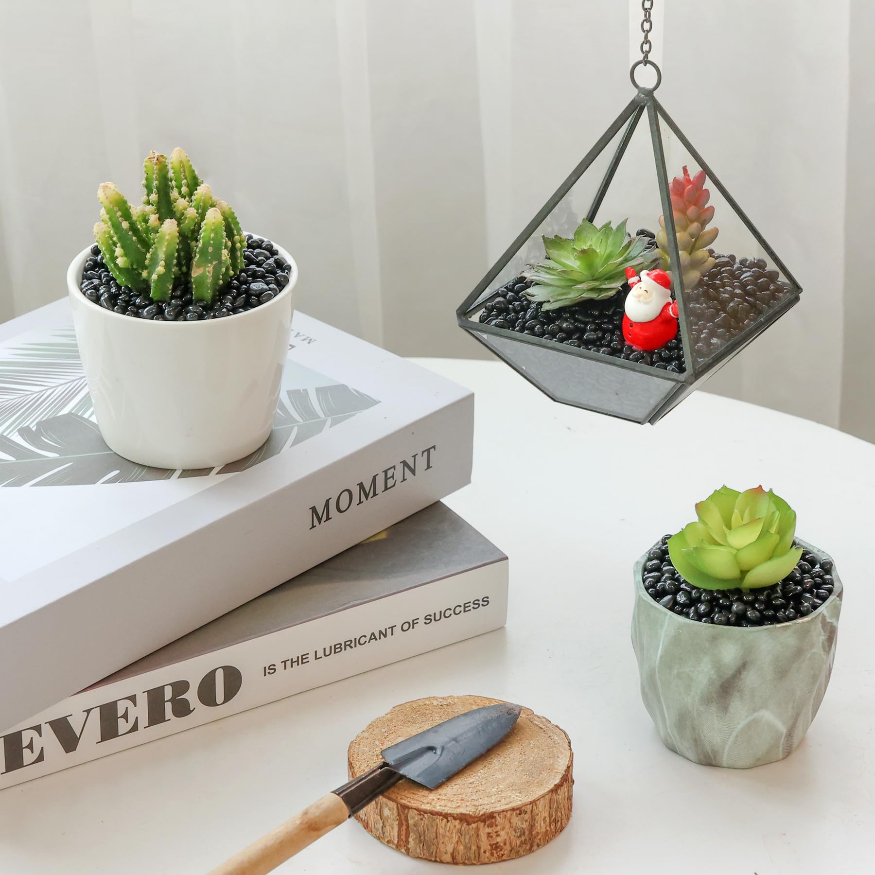 T4U Tumbled Chips Stones Crushed Black Gravels 2 LB, Irregular Shaped Natural Rock Pebbles, DIY Polished Rocks for Potted Plant,