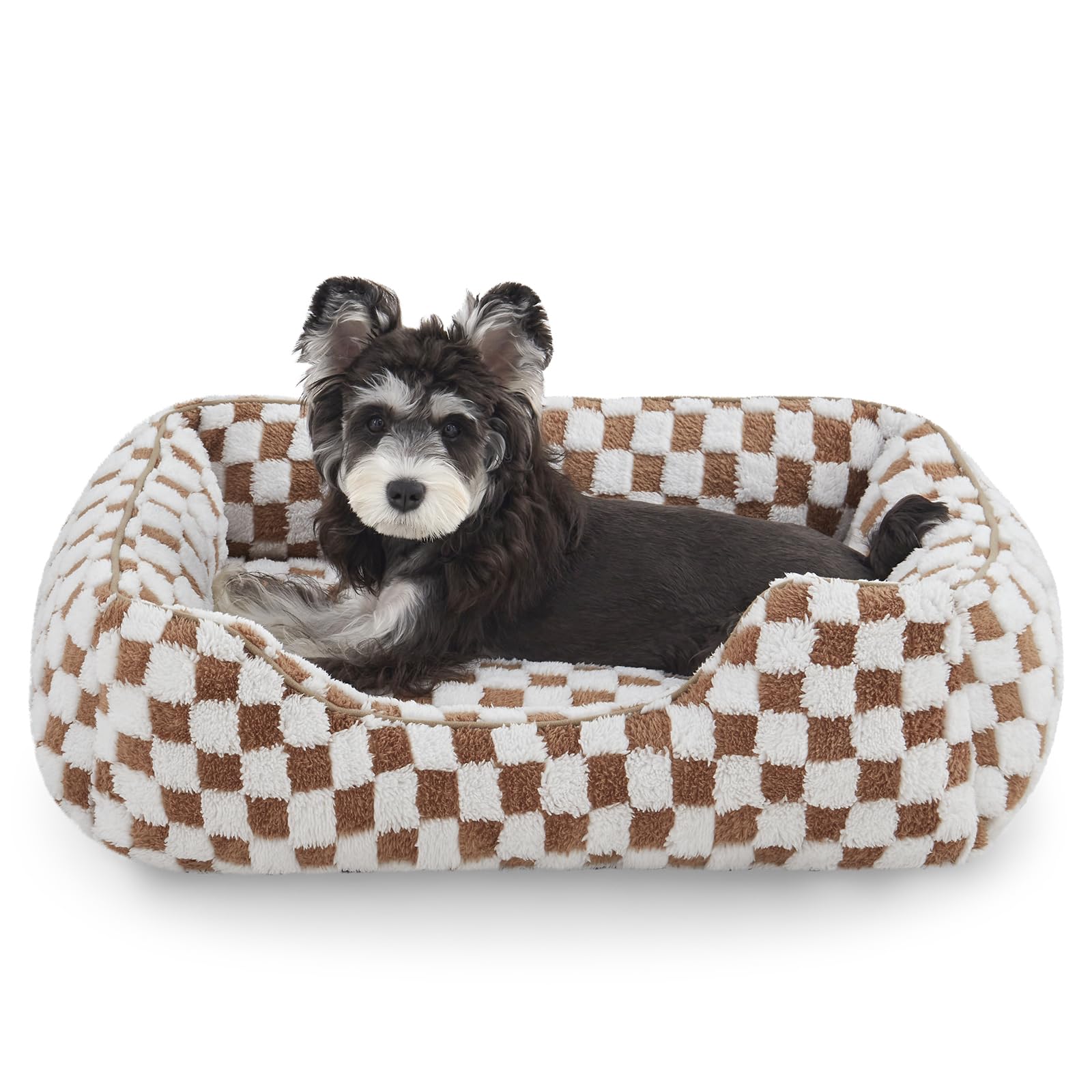 Joejoy Dog Beds For Small Dogs -Cute Cat Beds For Indoor Cats Calming Pet Beds, Rectangle Orthopedic Cuddle Puppy Bed With Jacqu