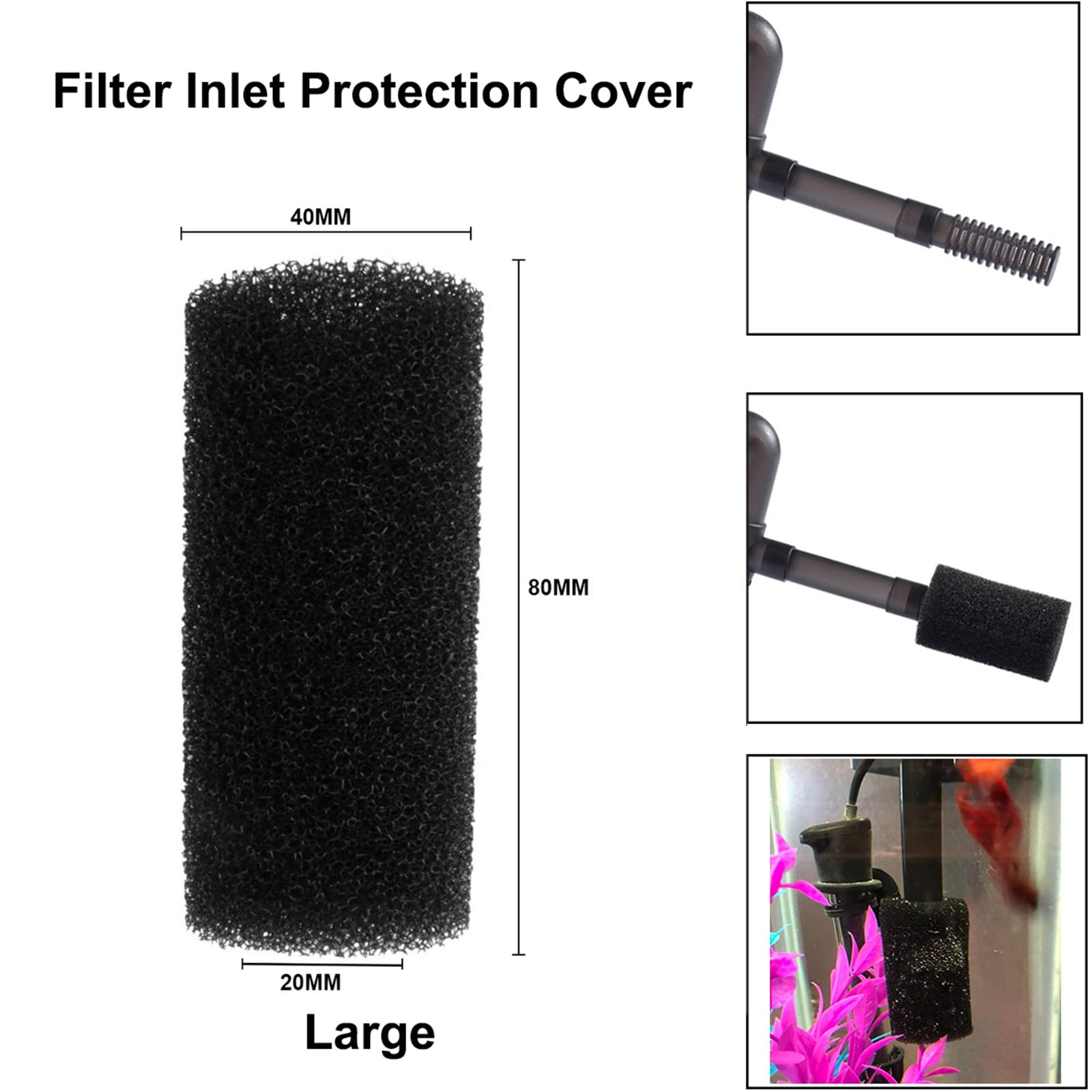 Caylingdee Pre-Filter Sponge Aquarium Filter Intake Cover Aquarium Filter Sponge Foam Rolls Compatible Filter Accessories Replac