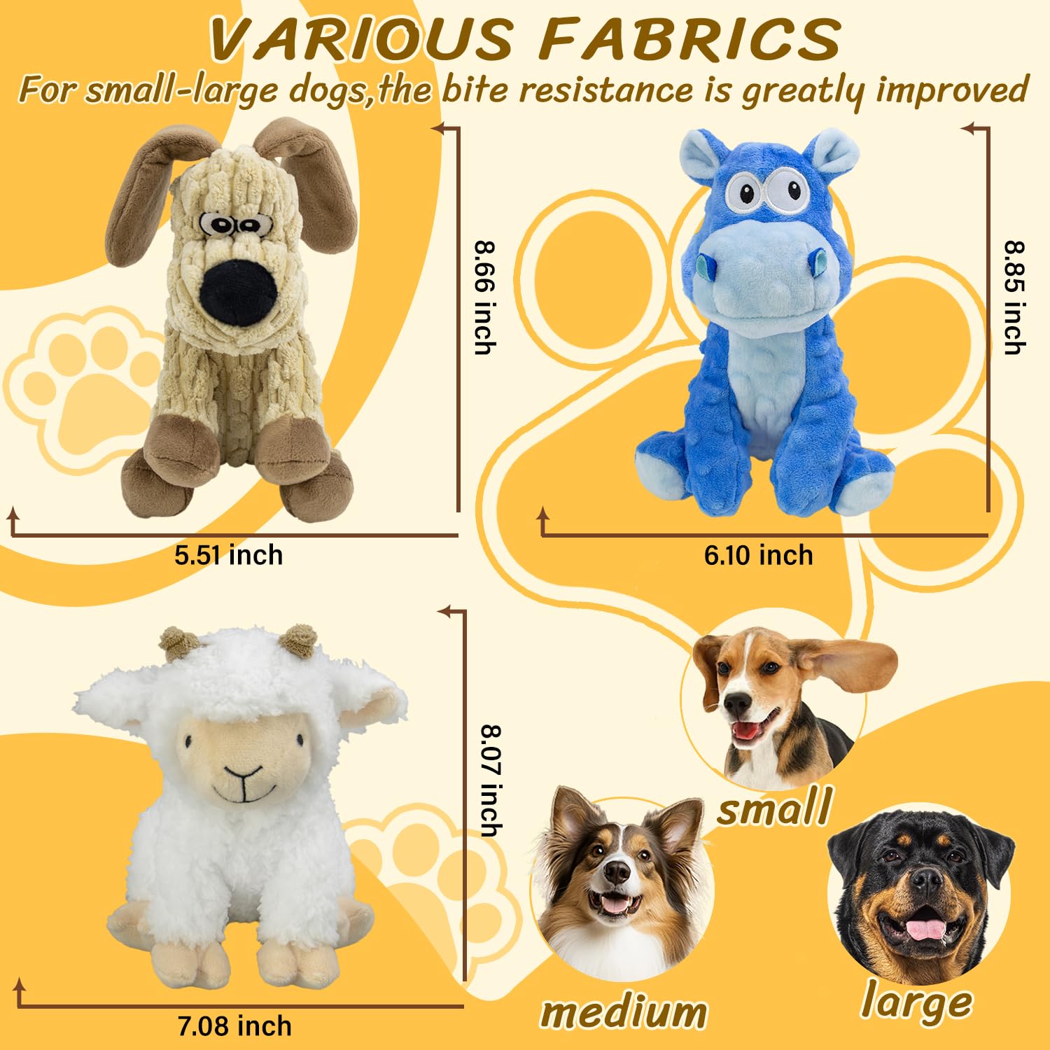 Meetyooo 3Pack Squeaky Stuffed Dog Toys- Indoor&Outdoor Playing Toys For Large To Small, Durable Plush Toys To Keep Them Busy- A