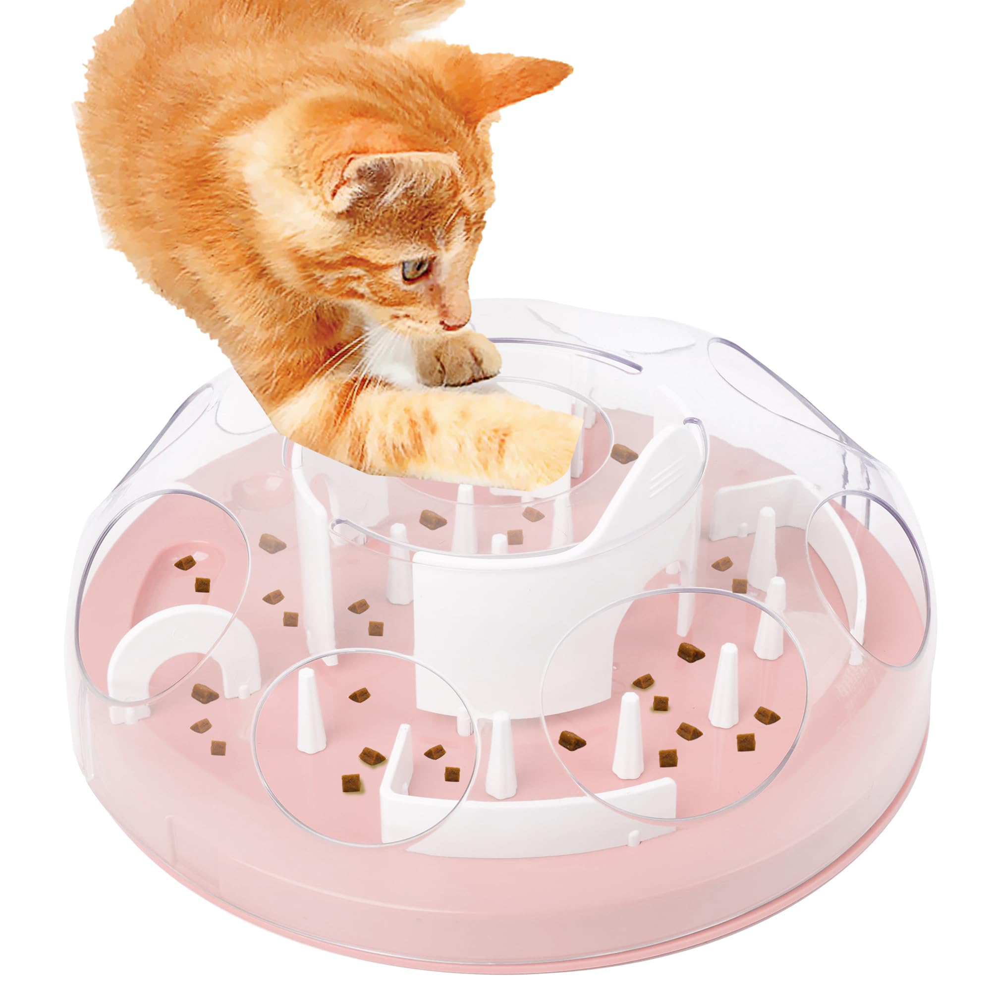 Pet Prime Cat Puzzle Feeder Interactive Enrichment Toys for Indoor Cats Slow Feeder Food Treat Puzzle Cat Stimulation Toys Pink