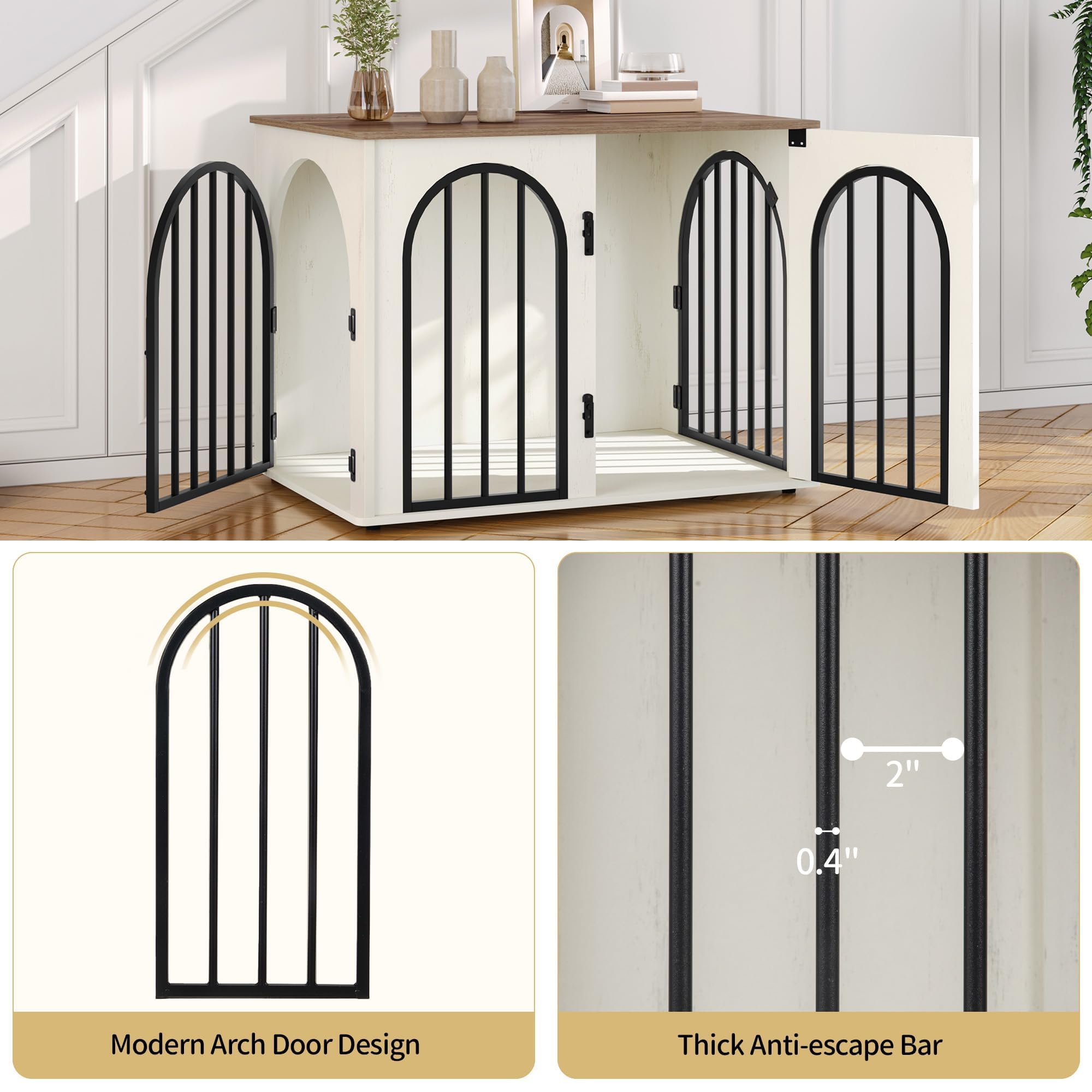 Hzuaneri 26.8 Wooden Dog Crate Furniture, Indoor Dog Kennel Dogs Cage for Small Dogs, Heavy Duty Dog Crates Decorative Pet Hou