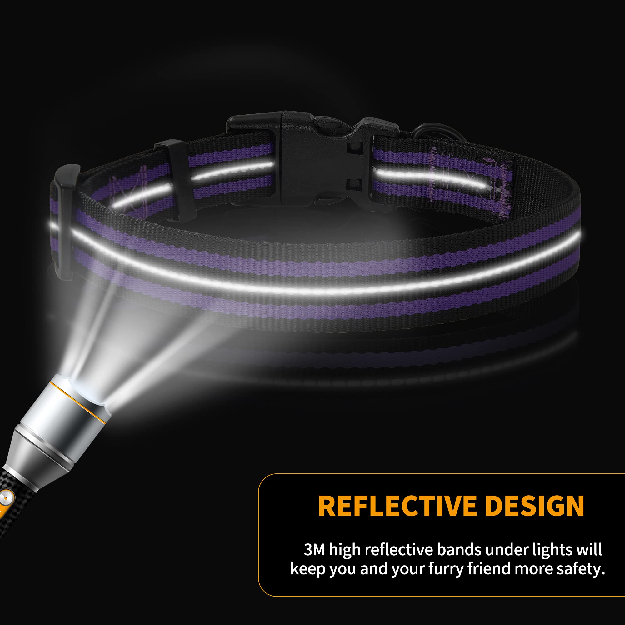 Mile High Life Reflective Dog Collar | Nylon Pet Collars Wiith Buckle | Light Weight Puppy Collars | Purple Dog Collars For Smal