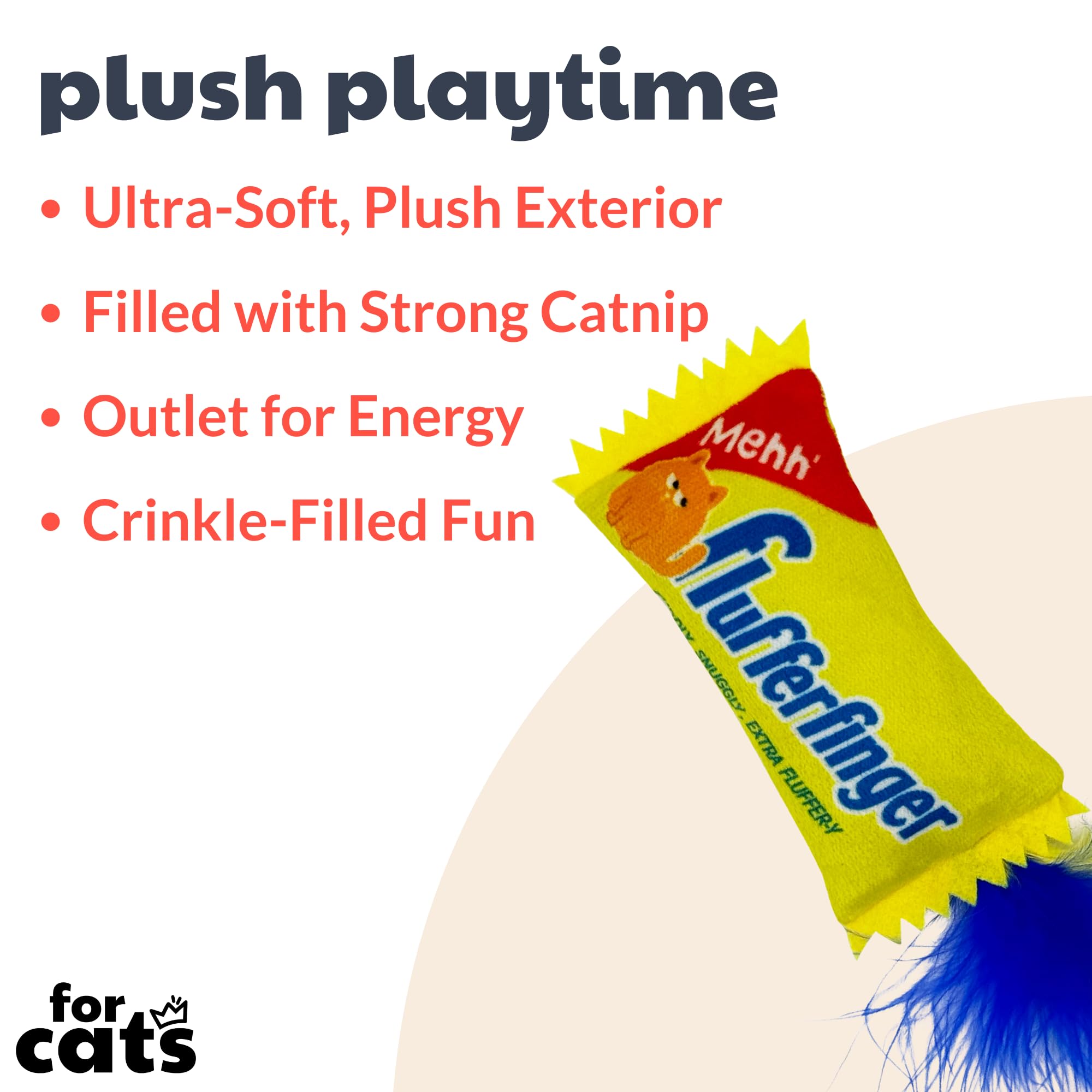Huxley & Kent Plush Cat Toy - Flufferfinger - Snack Attack Strong Catnip Filled - Plush Interactive Kitten And Cat Toy With Catn