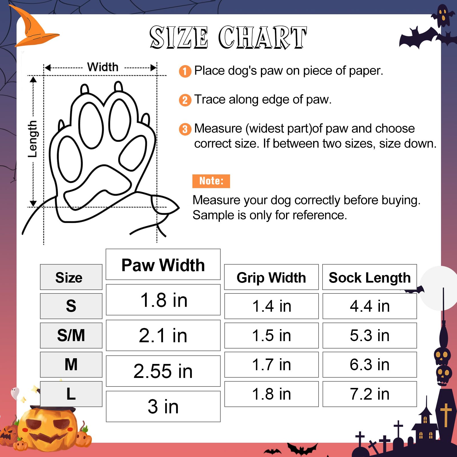 Beautyzoo Non Slip Dog Socks For Small Medium Large Dogs, Grip Dog Paw Protector For Hard Wood Floor Senior Old Dogs,Injury Protection To Prevent Licking 2 Pairs Socks For Hot/Cold Pavement, Halloween