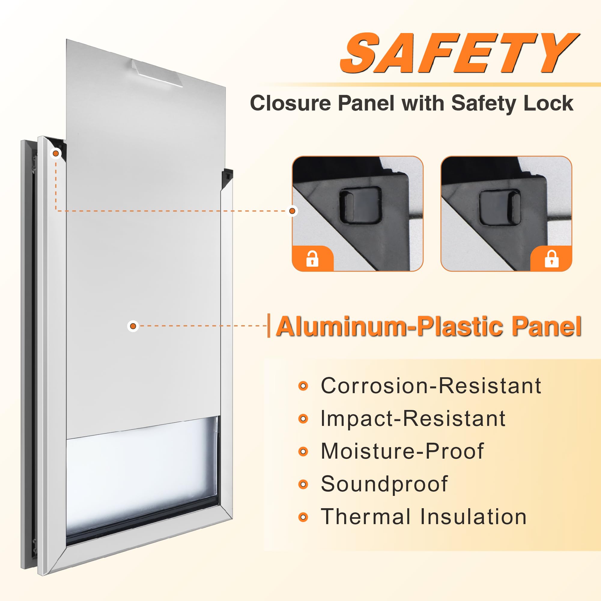 Haniml Extra Large Dog Door - Heavy Duty Aluminum, Extreme Weather, Dual Flap, Lockable For Large & Extra Large Dogs Up To 220 L