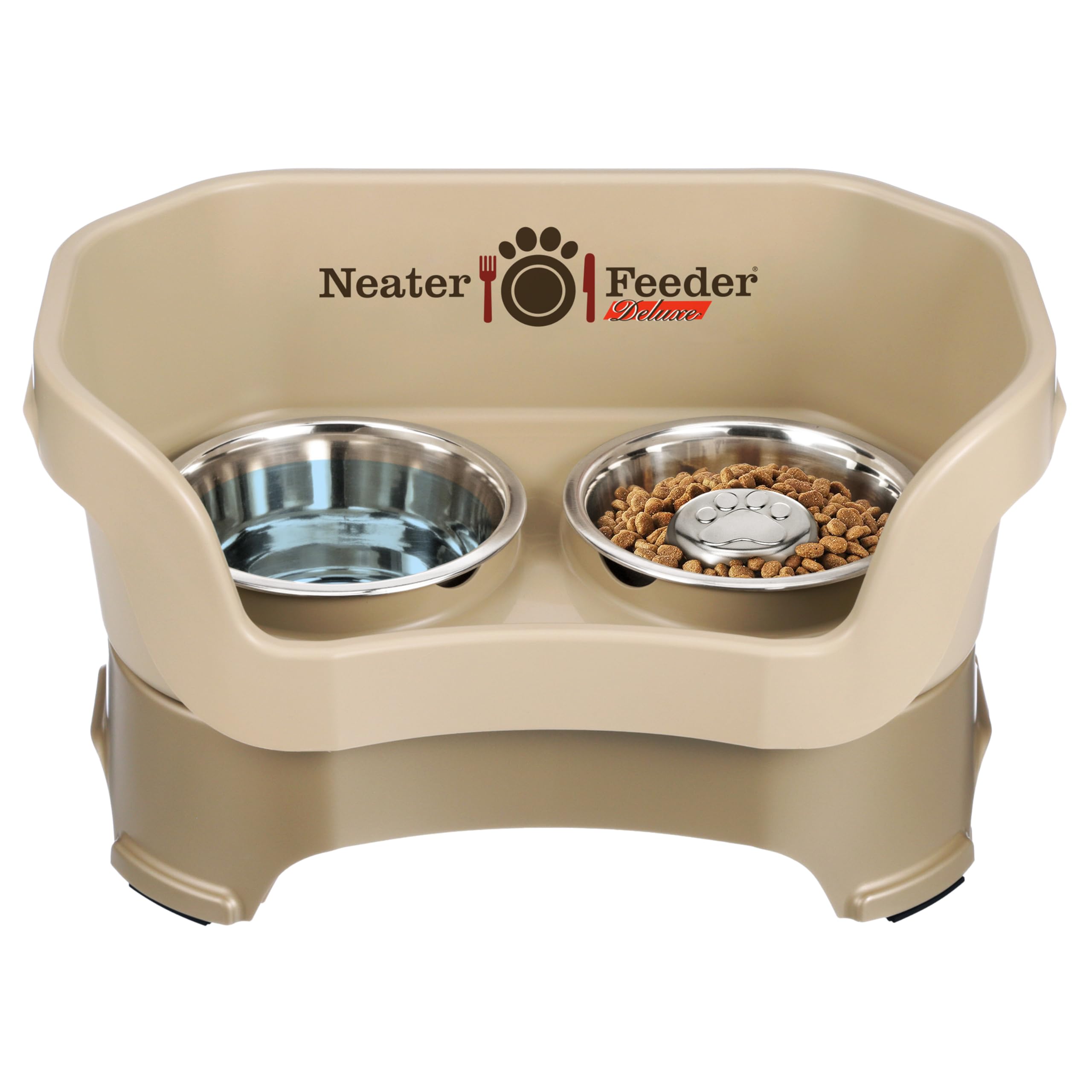 Neater Feeder Deluxe Mess Proof Dog Bowls Elevated for Medium Sized Breeds - Made in USA - No Spill Raised Slow Feeder Elevated 