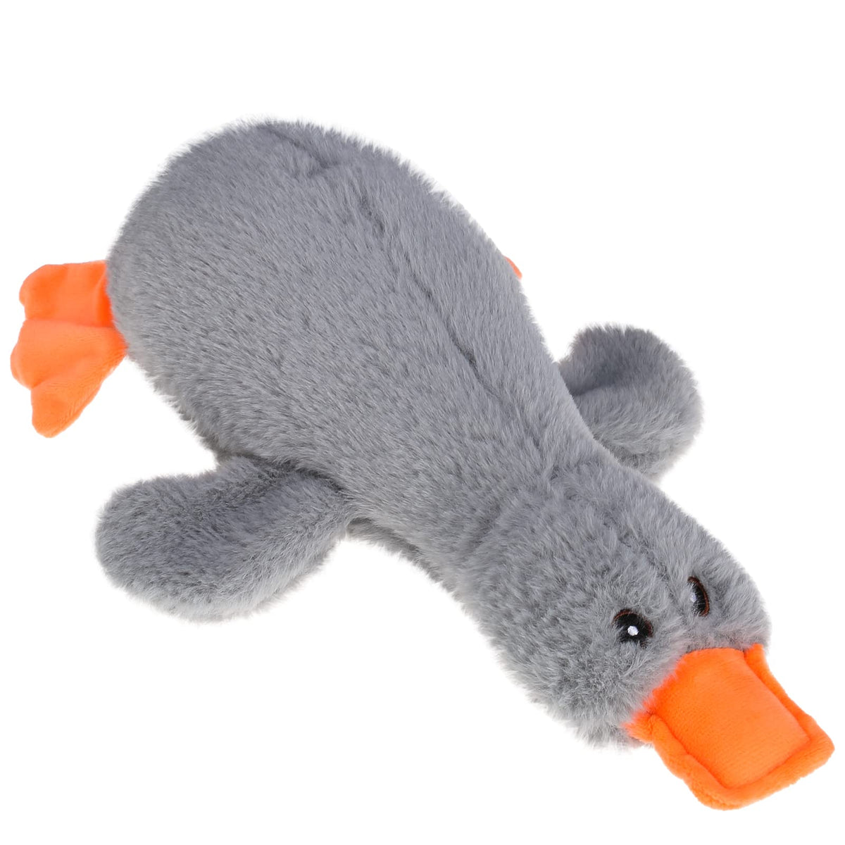 Expawlorer Plush Squeaky Duck Dog Toy - Soft Stuffed Cute Duck, Best Birthday Gift Interactive Filled Chew Toys For Small Medium Large Dogs Puppy Biting Training Teething, Grey