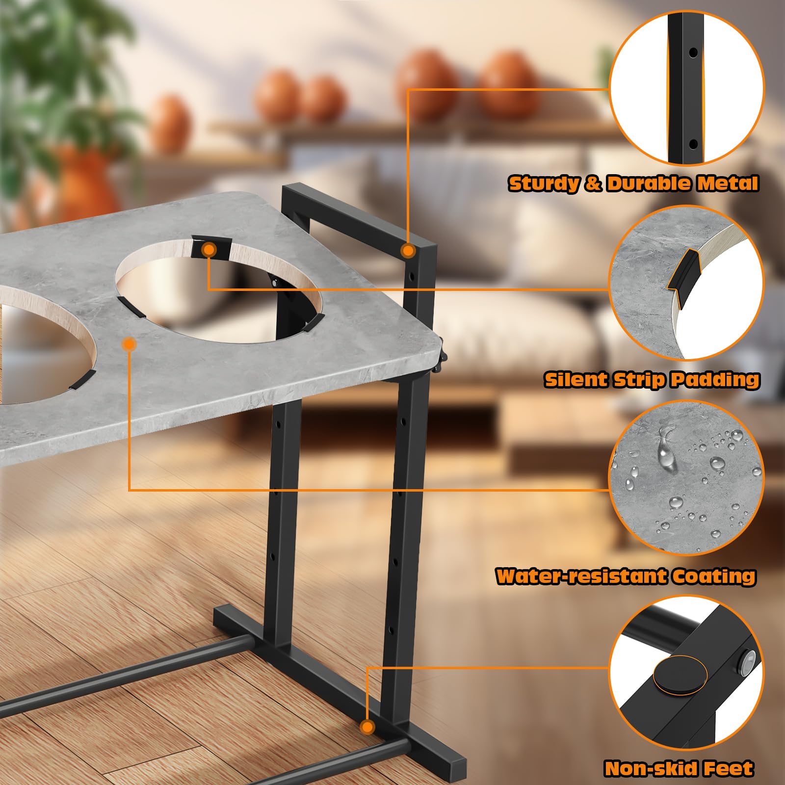 Elevated Dog Bowls For Small Dogs, 6 Heights Adjustable Raised Dog Bowl With Slow Feeder - 3 Stainless Steel Bowl, Tiltable Non-