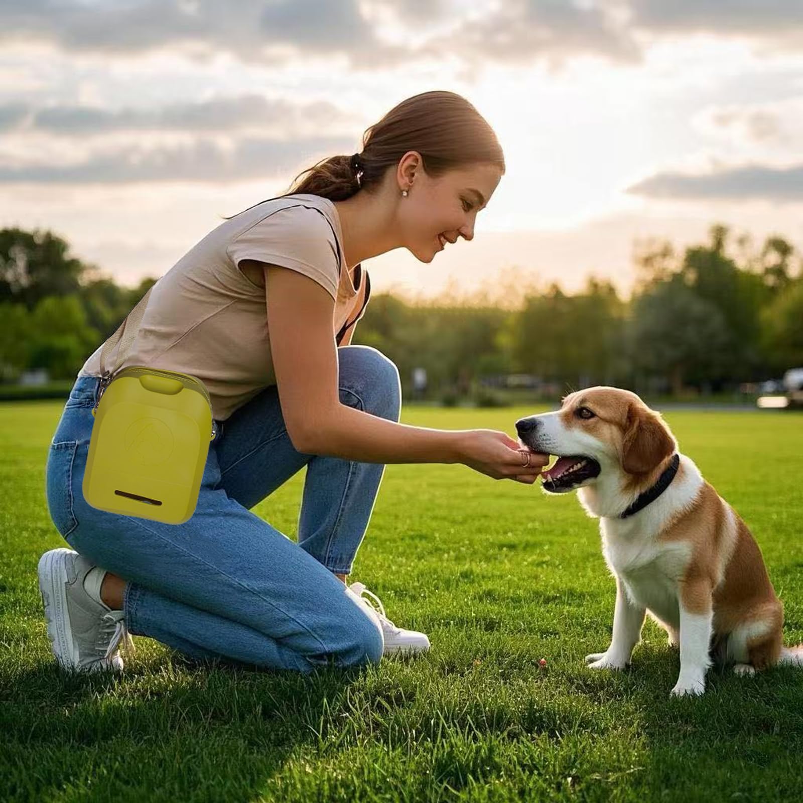 Shelinc Silicone Dog Treat Pouch Poop Bag Dispenser, Zipper Closure and Shoulder Strap Design,Dog Training Treat Bag, Puppy Trai