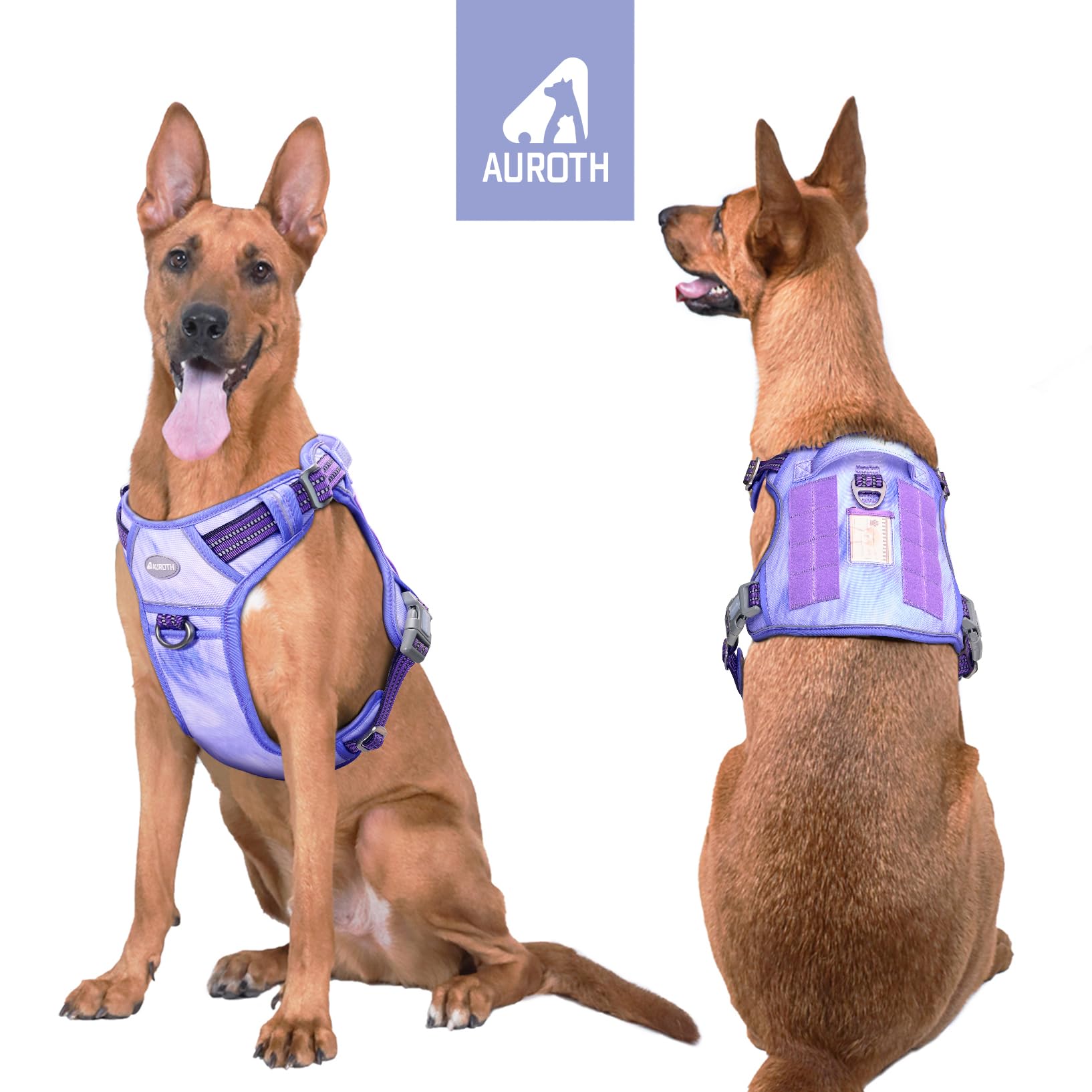 Auroth Tactical Dog Harness For Large Dogs No Pull Adjustable Pet Harness Reflective K9 Working Training Easy Control Pet Vest Military Service Dog Harnesses Very Peri L