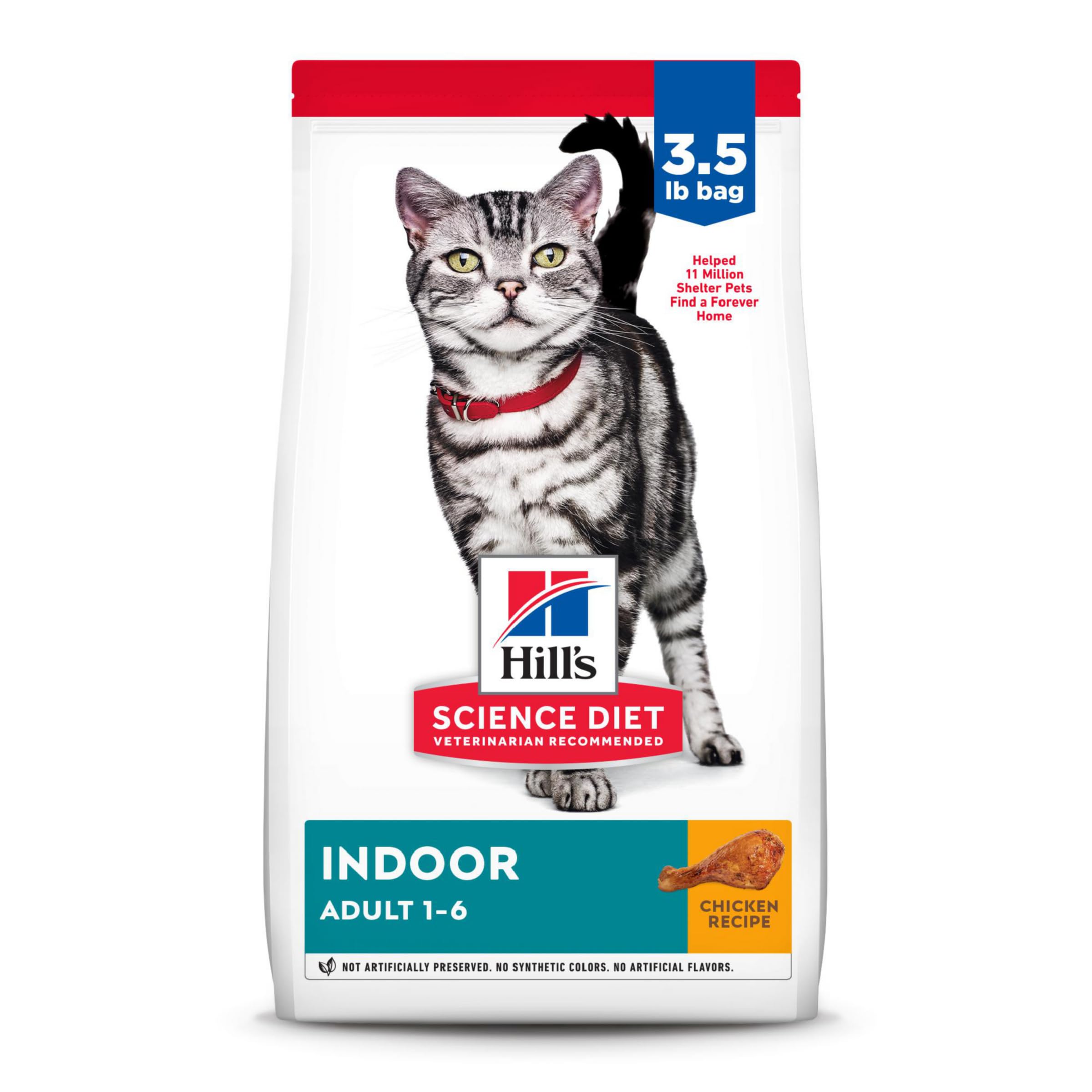 Hills Science Diet Dry Cat Food, Adult, Indoor, Chicken Recipe 3.5 lb Bag