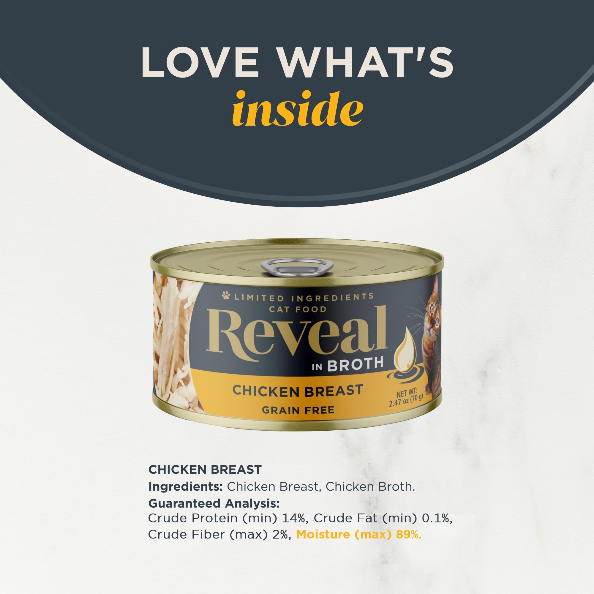 Reveal Natural Wet Cat Food, 24 Count, Grain Free, Limited Ingredient Canned Food for Cats, Chicken Breast in Broth, 2.47 oz Can