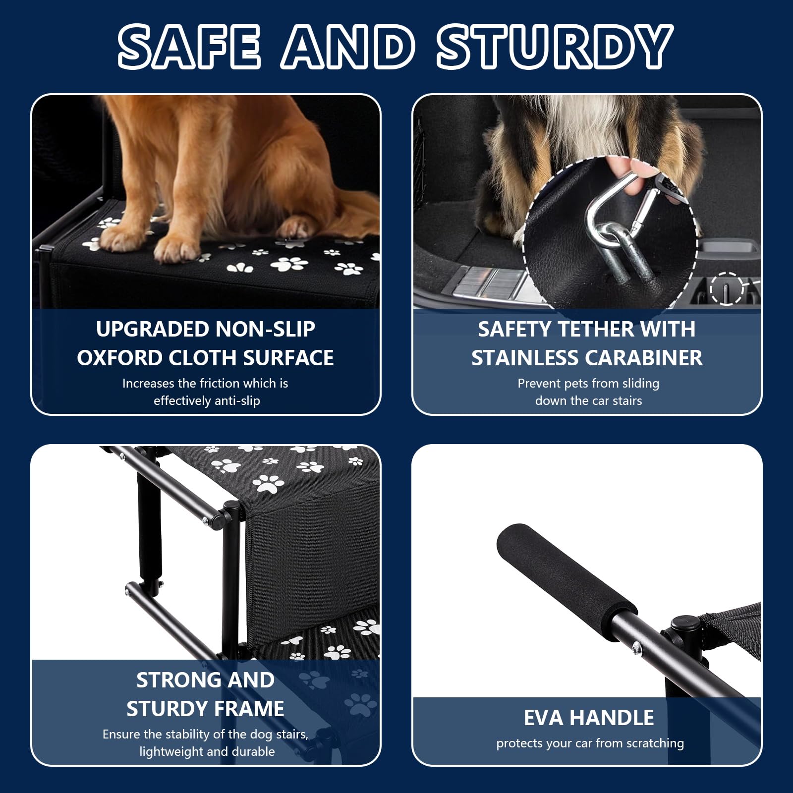 Sepnine Dog Car Stair For Car, Foldable Dog Ramp For Large Dogs