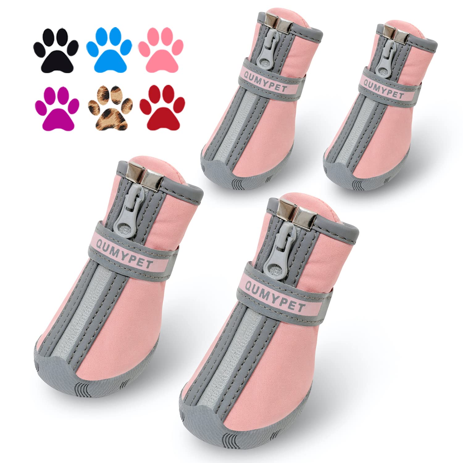 Qumy Dog Shoes For Small Dogs, Puppy Dog Boots & Paw Protectors For Winter Snowy Day, Summer Hot Pavement, Waterproof In Rainy W