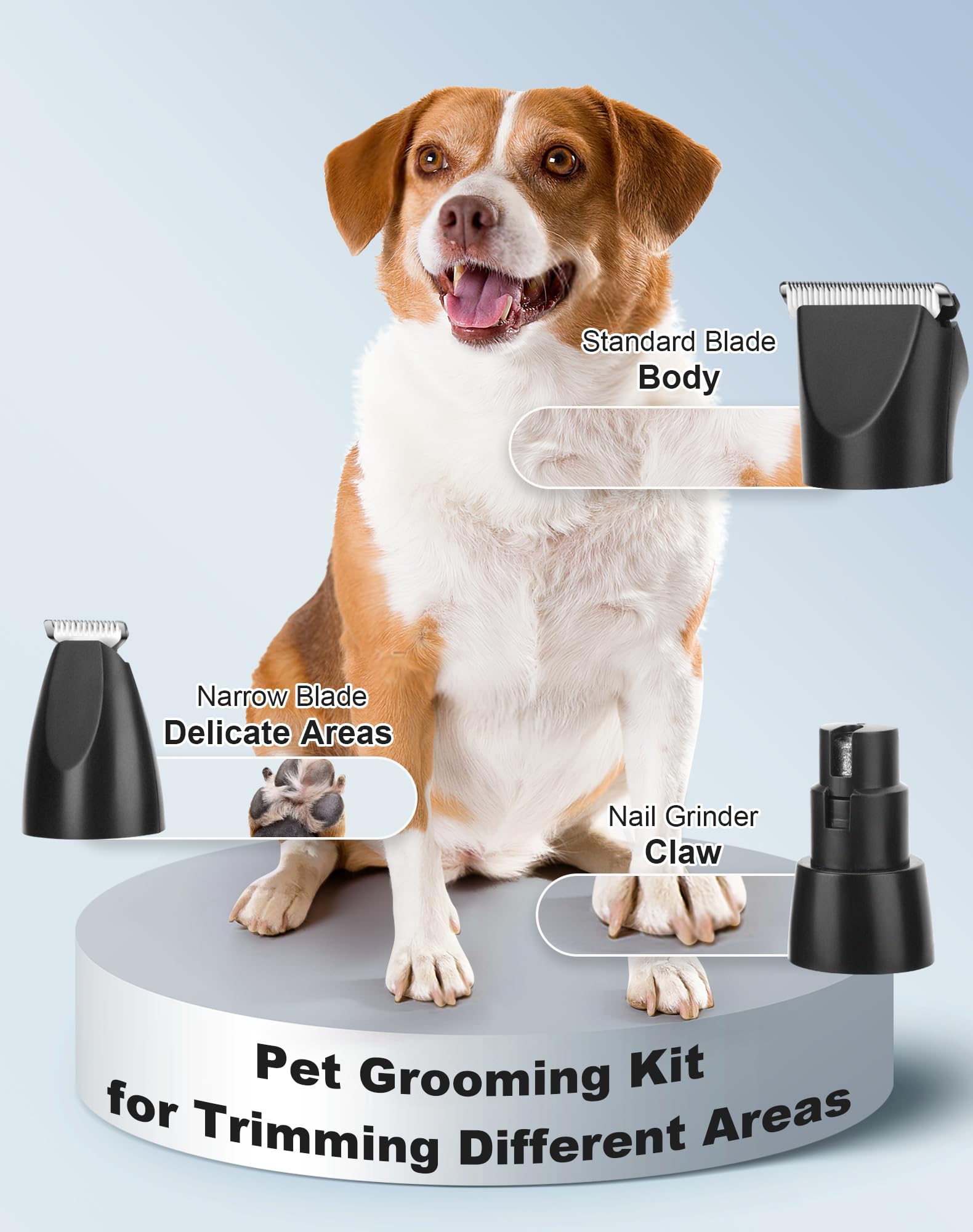 Lexflext 3 In 1 Small Dog Grooming Kit, 2 Speed Rechargeable Dogs Hair Clippers With Guards, Low Noise Electric Dog Paw Trimmer