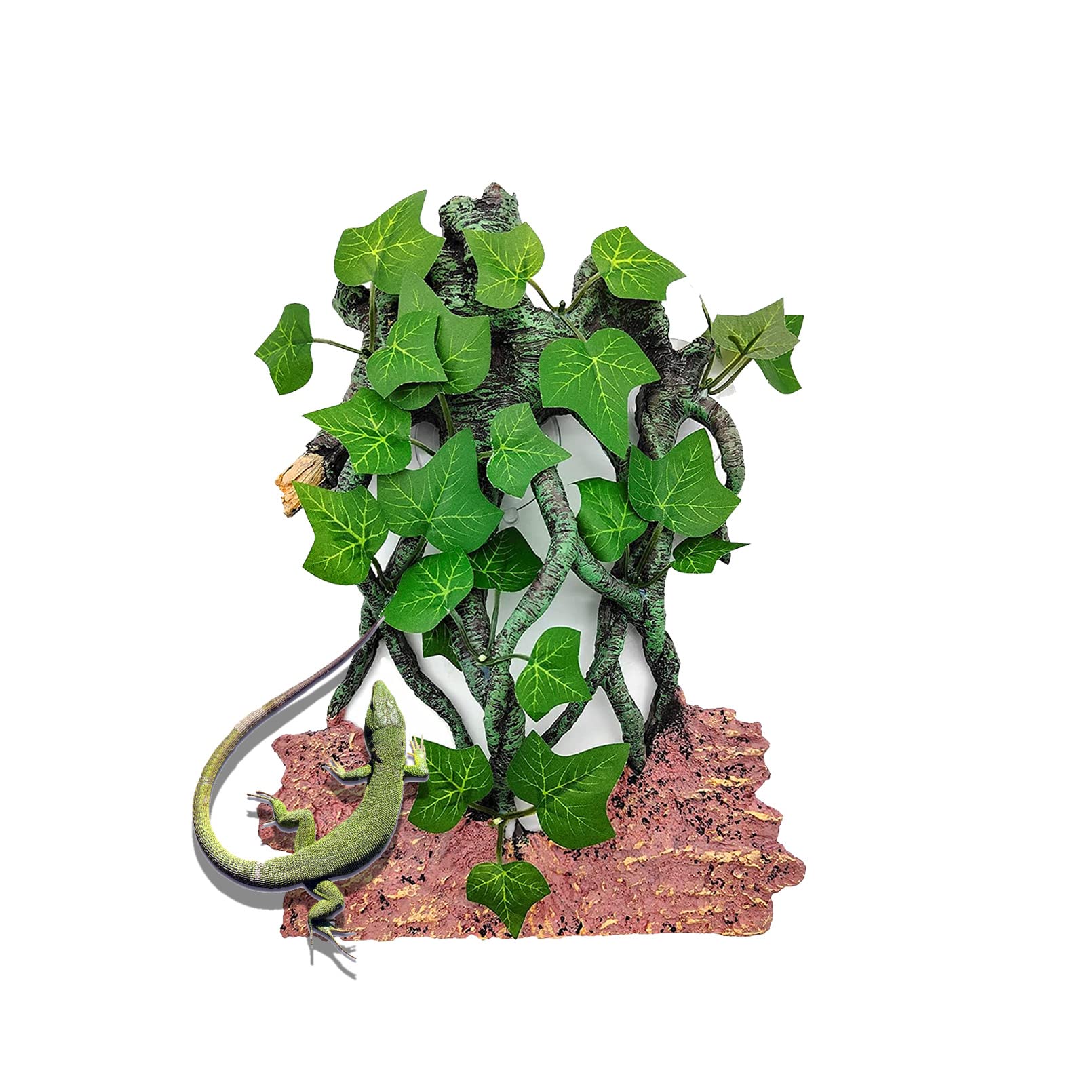 Bnosdm Reptile Climbing Branch,Crested Gecko Climb Corner Branch With Suction Cup,Bearded Dragon Resin Tree Branches,Reptile Tank Rainforest Background Decor For Lizard Chameleons Hermit Crabs Spiders
