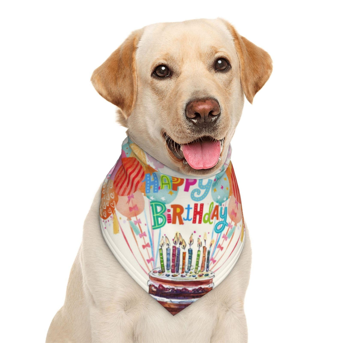 Happy Birthday Dog Bandana Scarf Triangle Bibs Pet Accessories Cat Kerchief White57 One Size