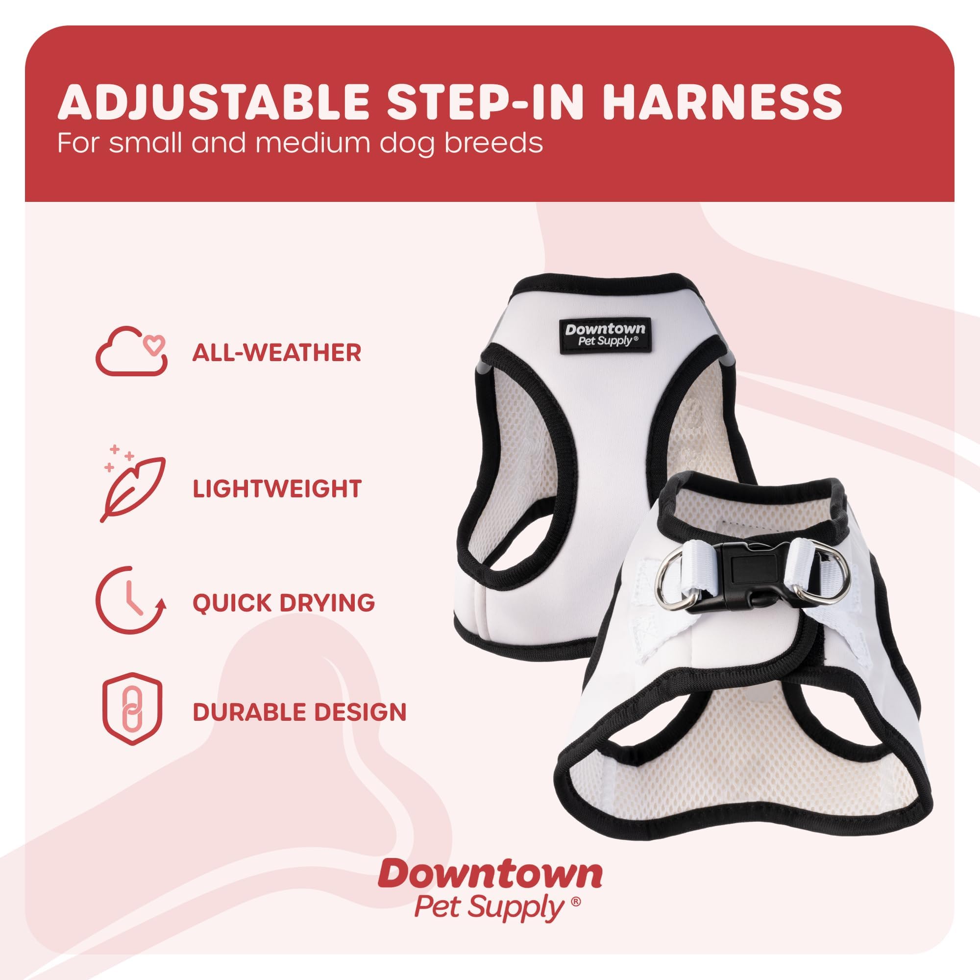 Downtown Pet Supply Step in Dog Harness for Small Dogs No Pull, Small, Doodle - Adjustable Harness with Padded Mesh Fabric and R