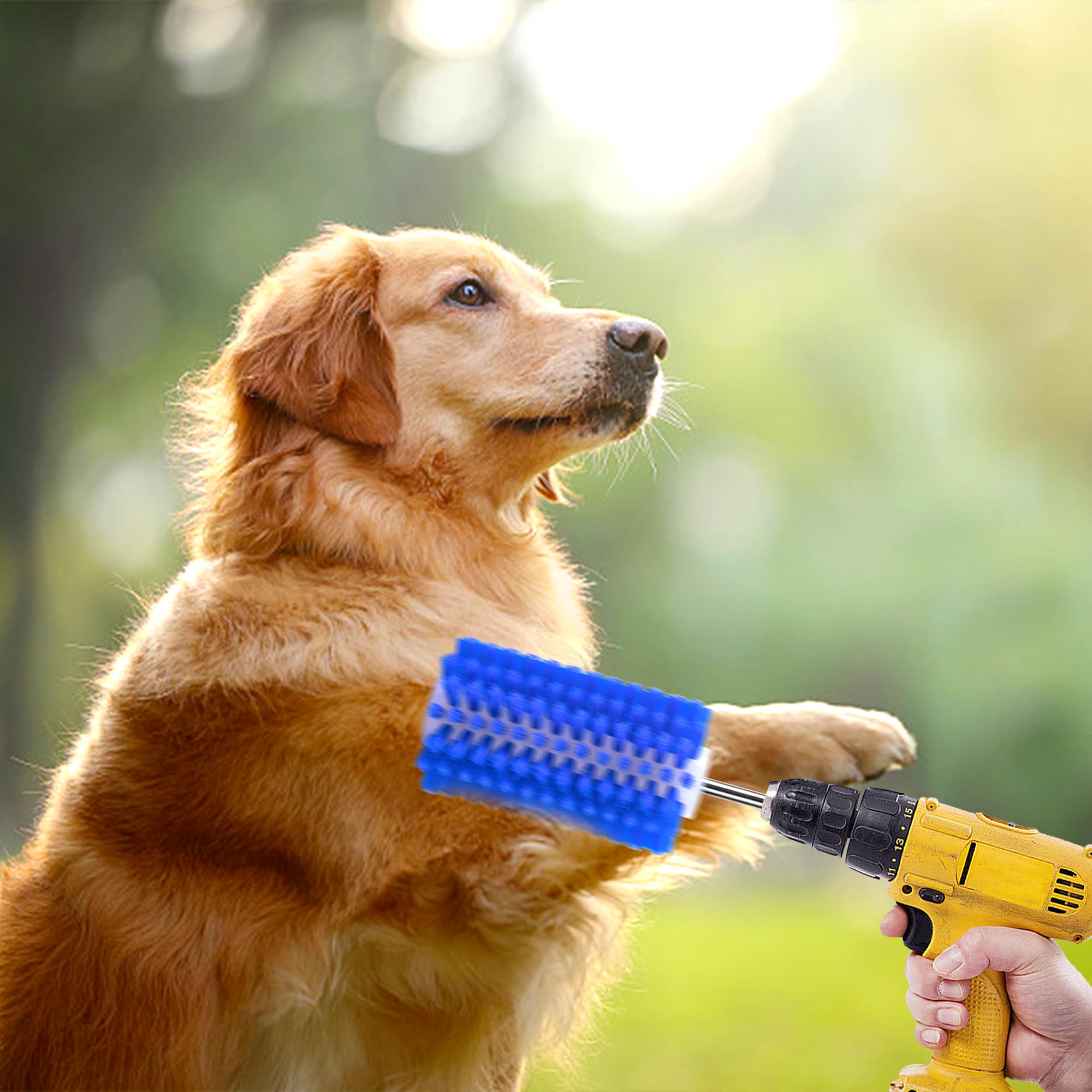 Ebaokuup Livestock Mini Roto Drill Brush Attachment-0.2 Inch Drill Shank Cattle Fur Brush-Cattle Scratcher Roto Brush For Goat S