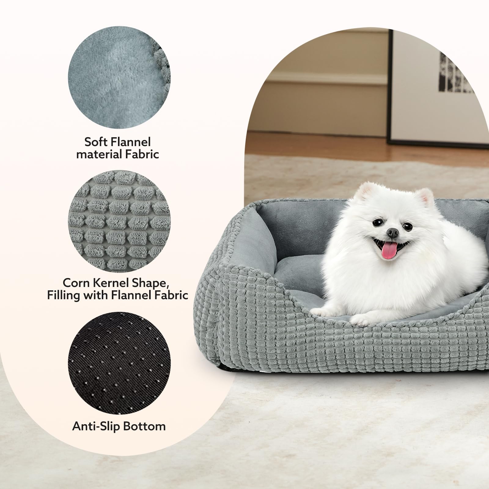 MIXJOY Dog Beds for Medium Dogs Washable, Rectangle Pet Bed Medium Size Dog, Orthopedic Sleeping Pet Sofa Bed, Soft Calming Cat