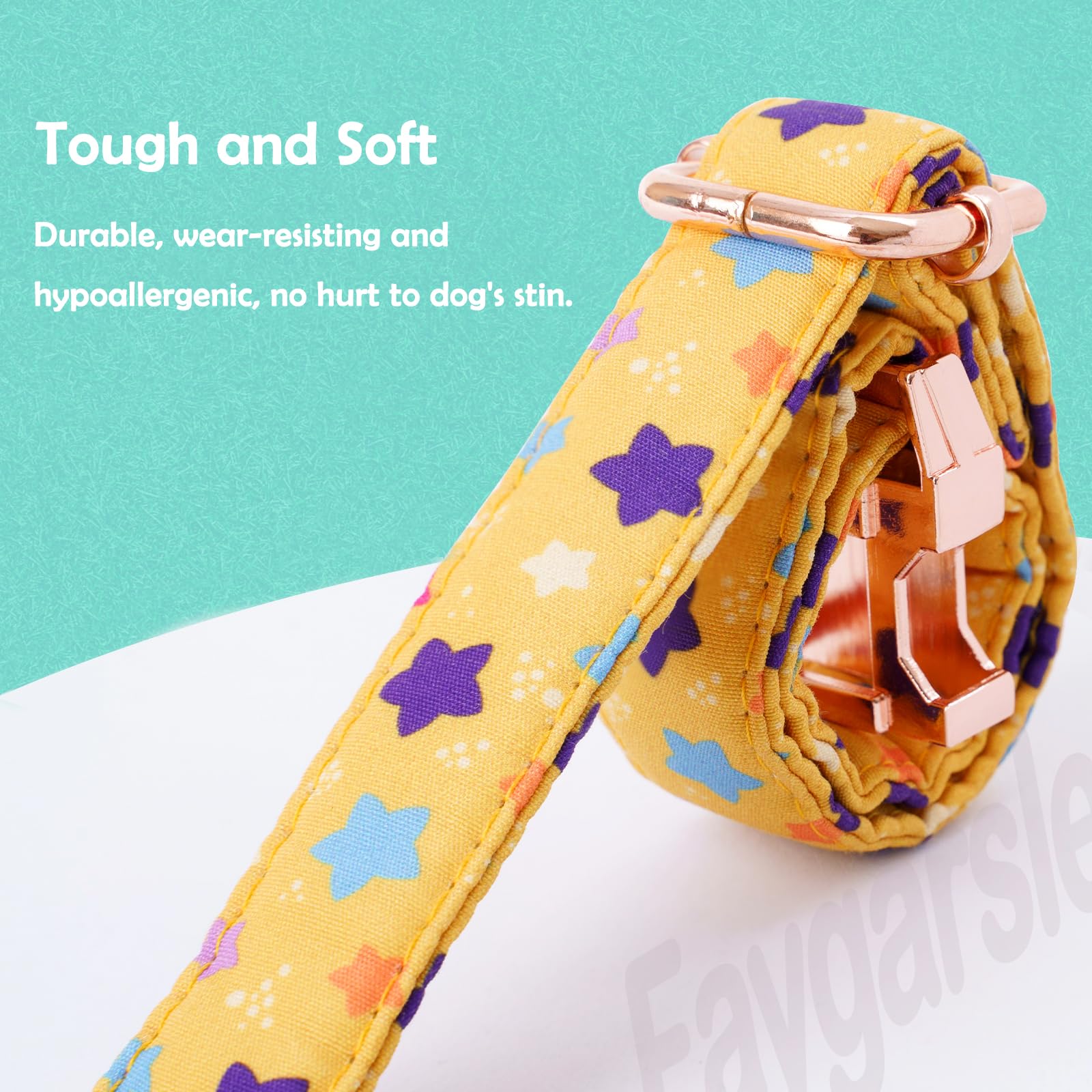 Faygarsle Yellow Stars Pattern Dog Collar For Small Medium Large Dogs Cute Puppy Collars For Female Dogs For Summer Spring Weddi