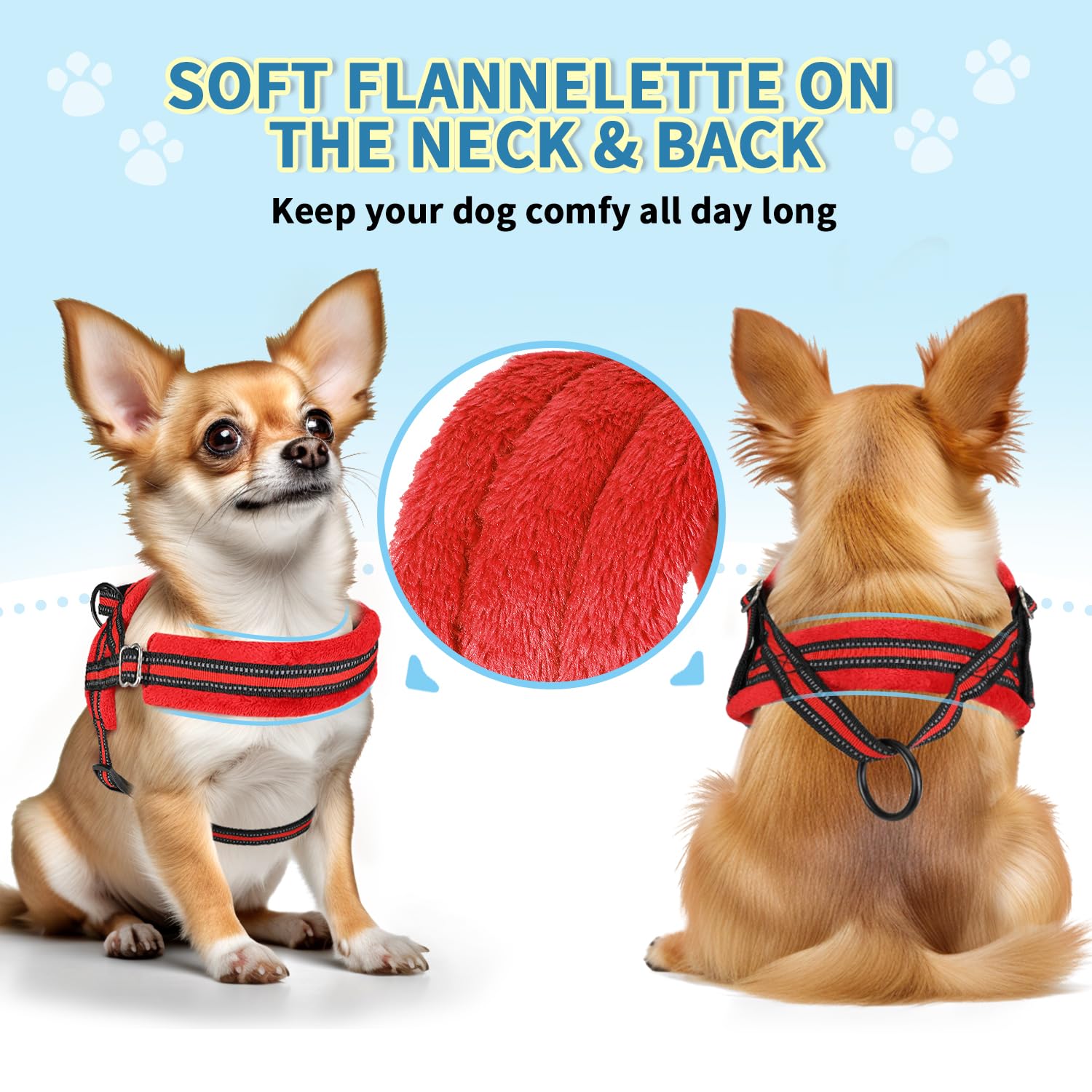 Slowton No Pull Small Dog Harness And Leash Set, Puppy Soft Vest Harness Neck & Chest Adjustable, Reflective Lightweight Harness & Anti-Twist Pet Lead Combo For Small Medium Dogs (Red, Xs)