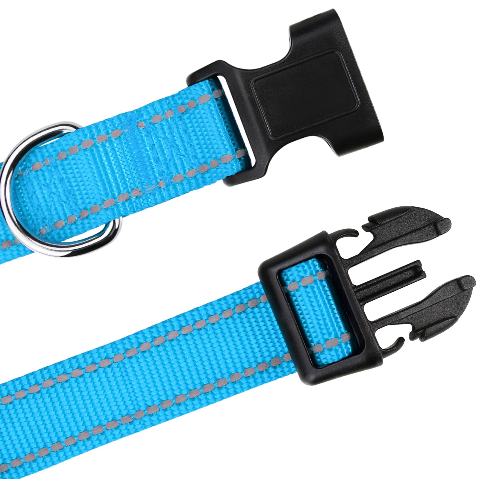 Tagme Reflective Nylon Dog Collars, Adjustable Classic Dog Collar With Quick Release Buckle For Large Dogs, Sky Blue, 1.0' Width
