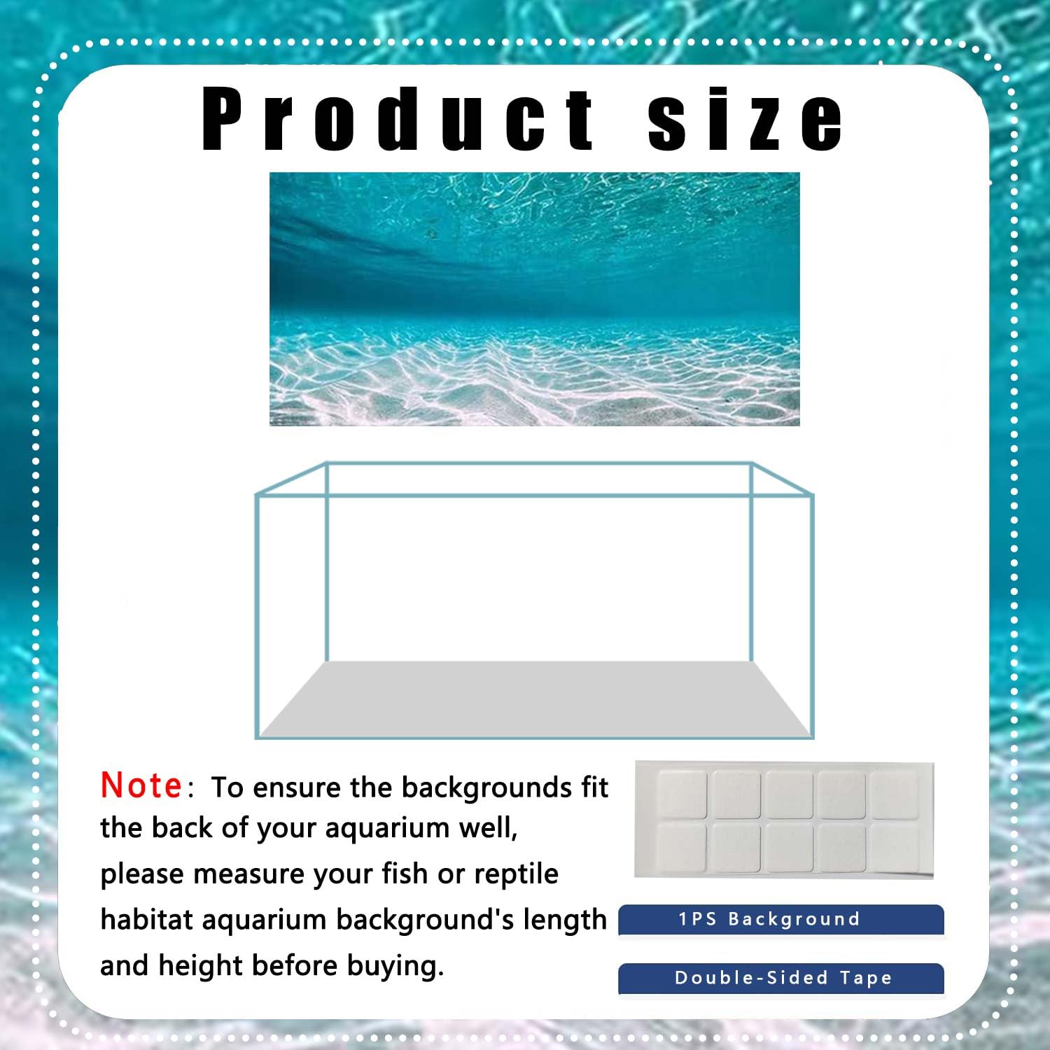 Dtekoj 48X18IN Natural Undersea Aquarium Background, Undersea Beach Fish Tank Background, with 8 EVA Double-Sided Tape