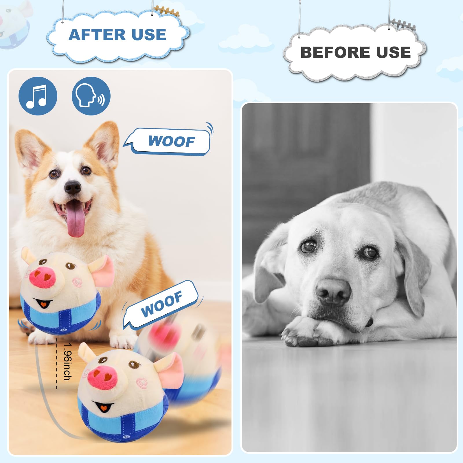 Interactive Dog Toys, Remote Control Dog Toy, Rechargeable Automatic Moving Toy Ball, Moving Toys For Large Dogs, Talking Squeak