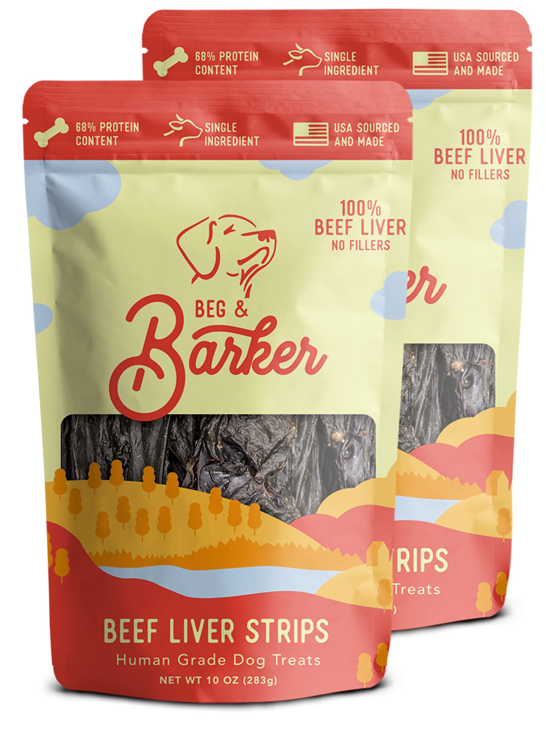 Beg & Barker Beef Liver Jerky for Dogs (10 Ounce, Pack of 2) - Dog Training Treats - Natural Dog Treats Made in The USA - Grain 